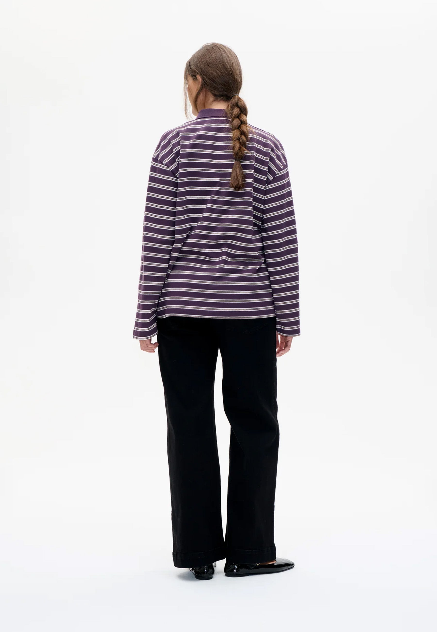 Baum und Pferdgarten | Jeanne Polo-Shirt | Plum Stripe