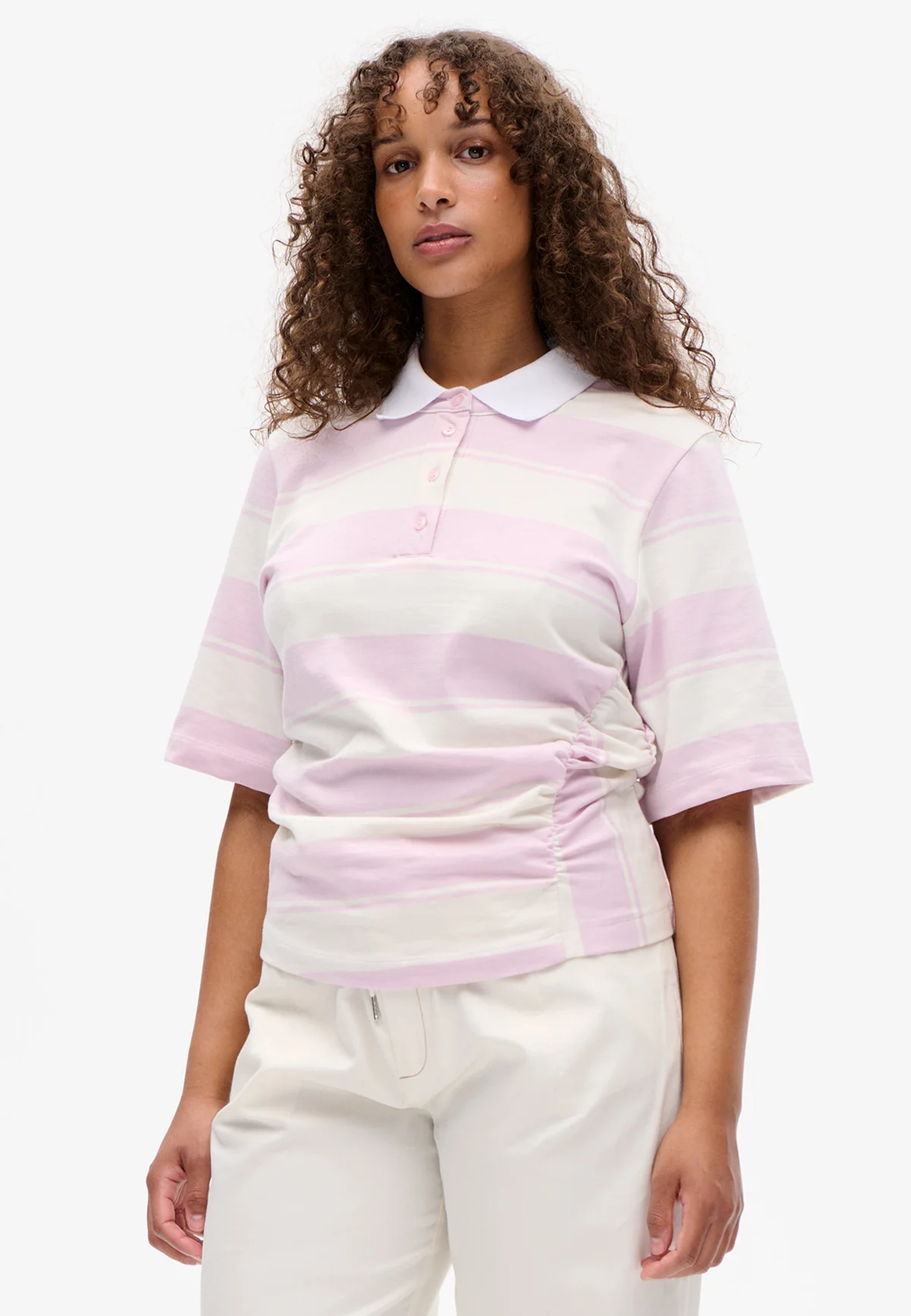 Judithe Polo T-Shirt | Lilac Polo Stripes