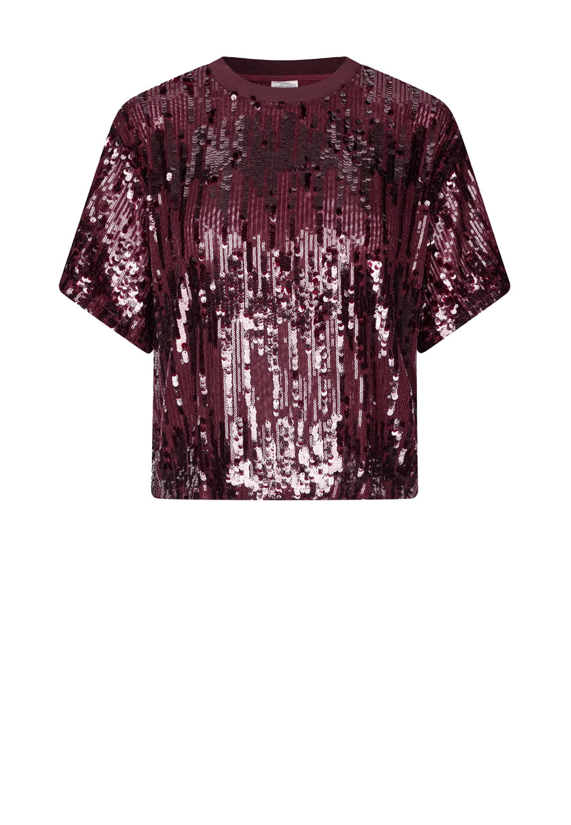 Juli Pailetten T-Shit | Dark Plum Perfect