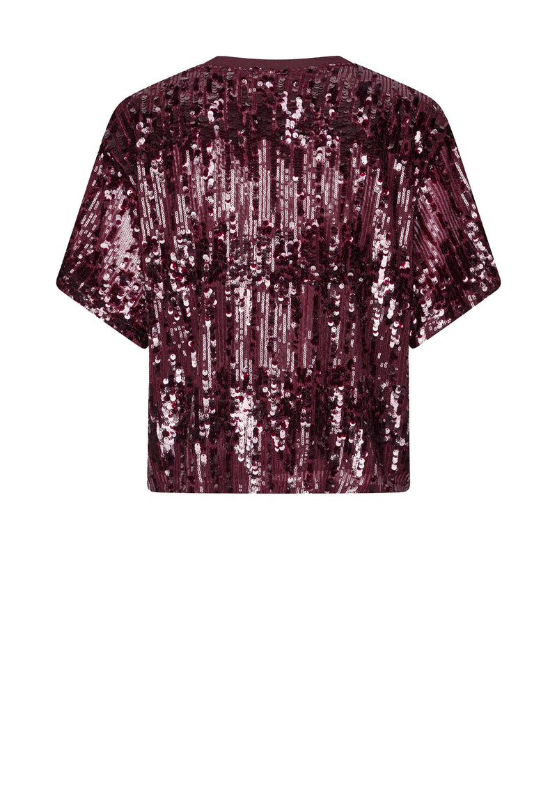 Juli Pailetten T-Shit | Dark Plum Perfect