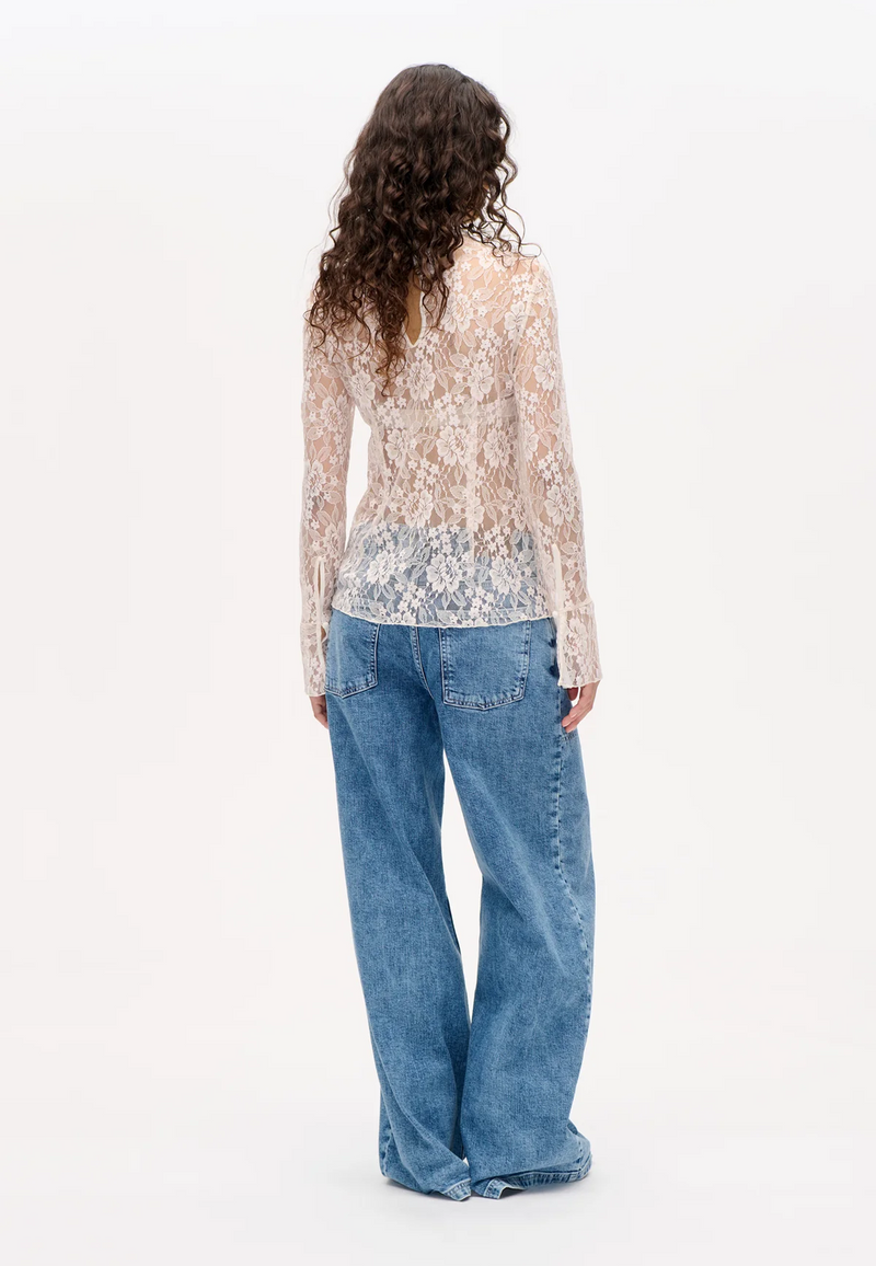 Meena Spitzen Longsleeve | White Sand