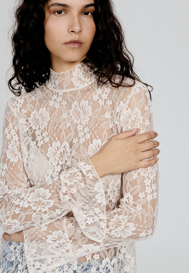 Meena Spitzen Longsleeve | White Sand