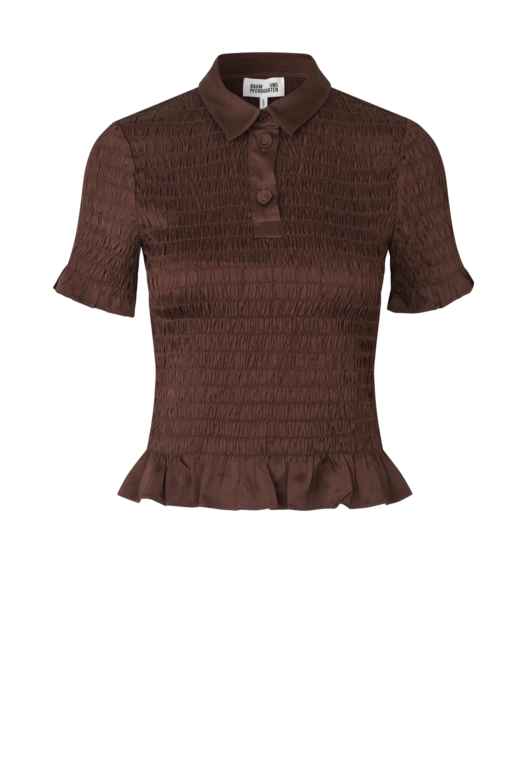 Myka Kurzarm Bluse | Coffee Bean Brown