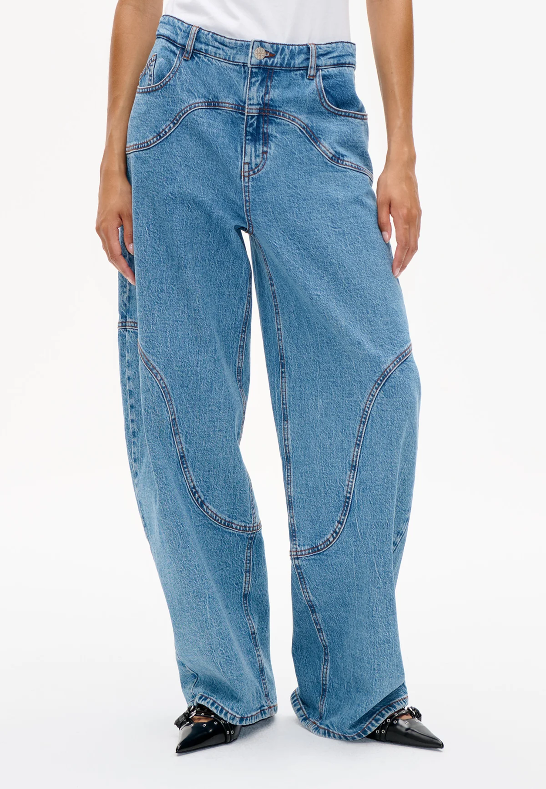 Napolen Barrel Fit Jeans | Denim Suede Mix