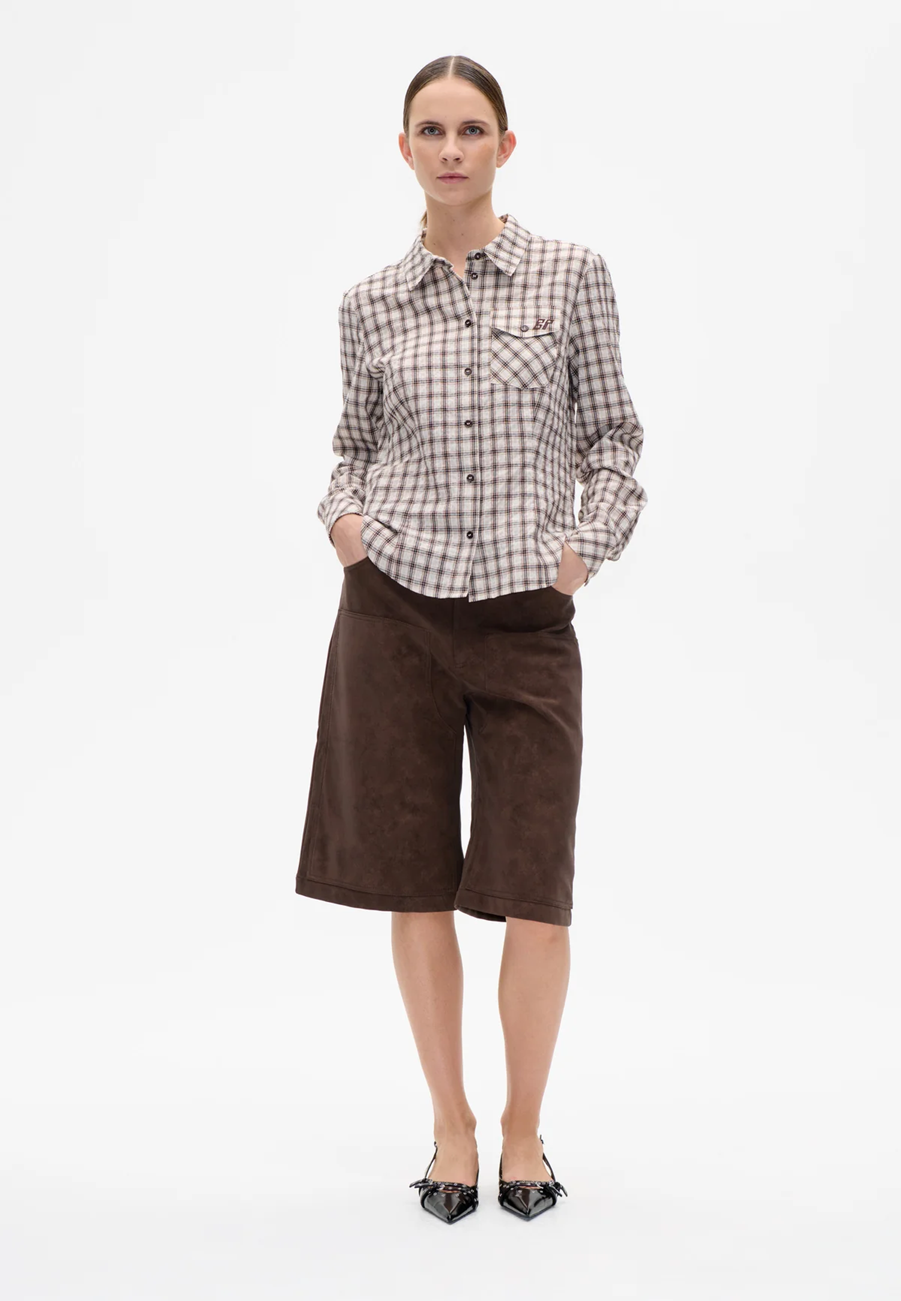Numi Faux Lederbermuda | Coffee Bean Brown