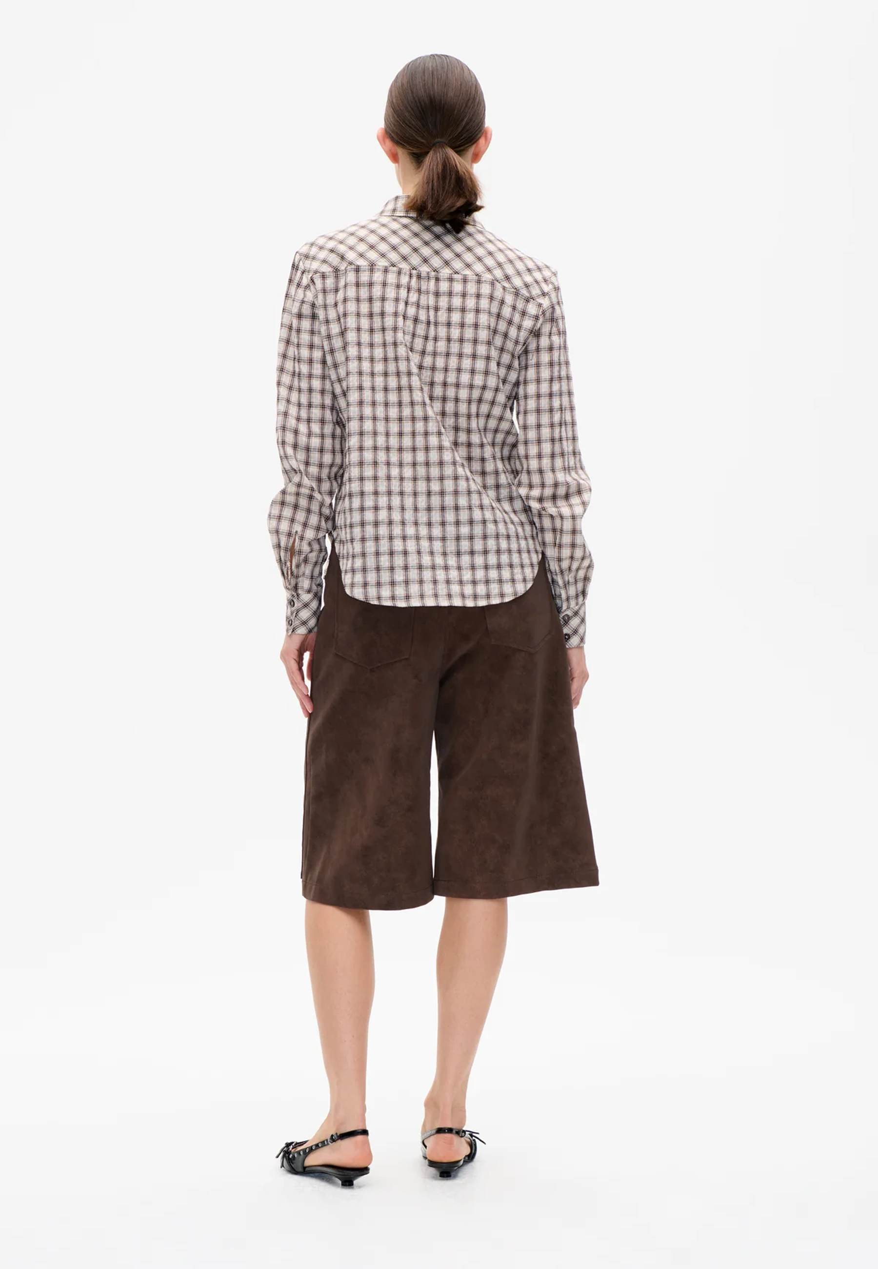 Numi Faux Lederbermuda | Coffee Bean Brown