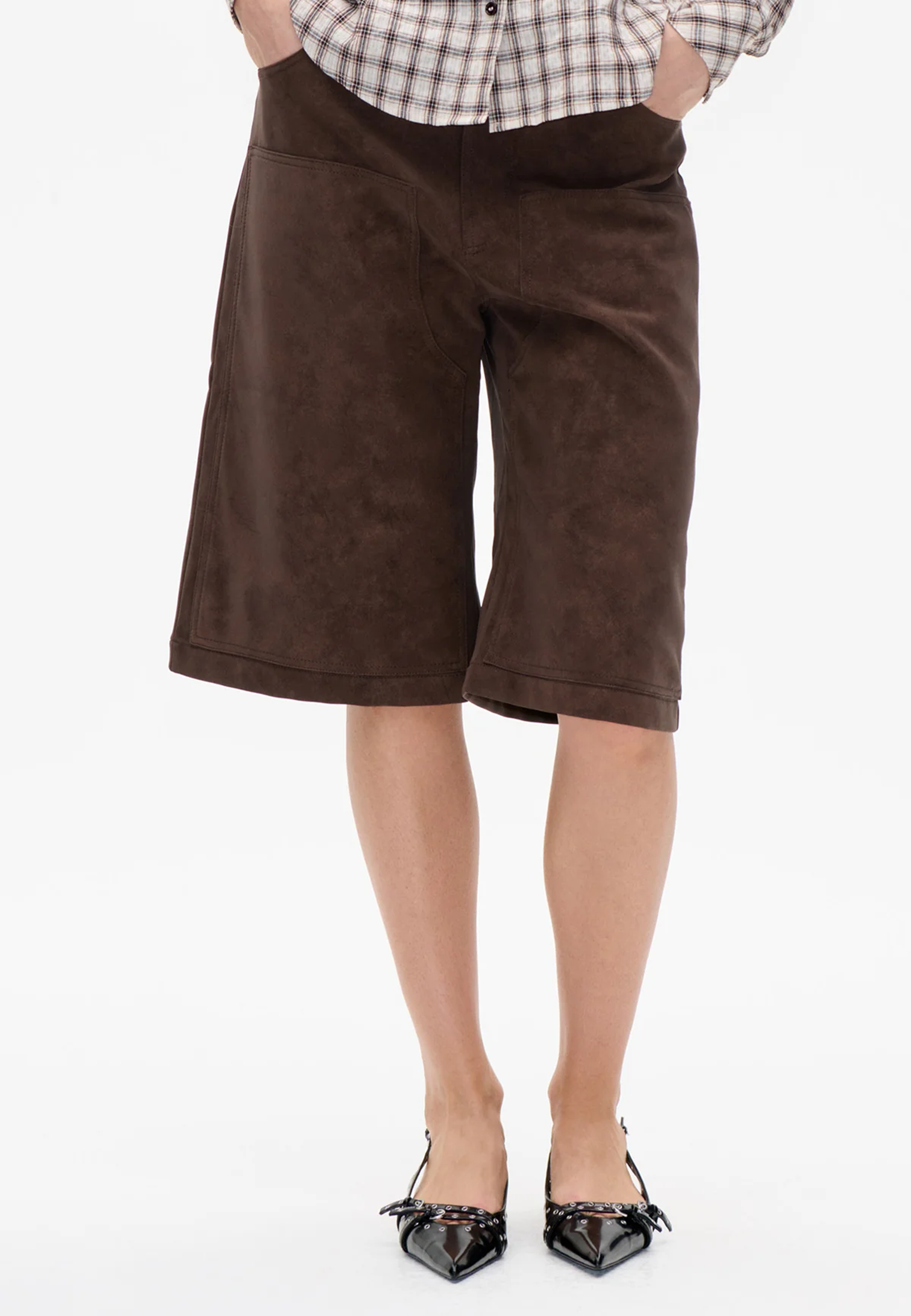 Numi Faux Lederbermuda | Coffee Bean Brown