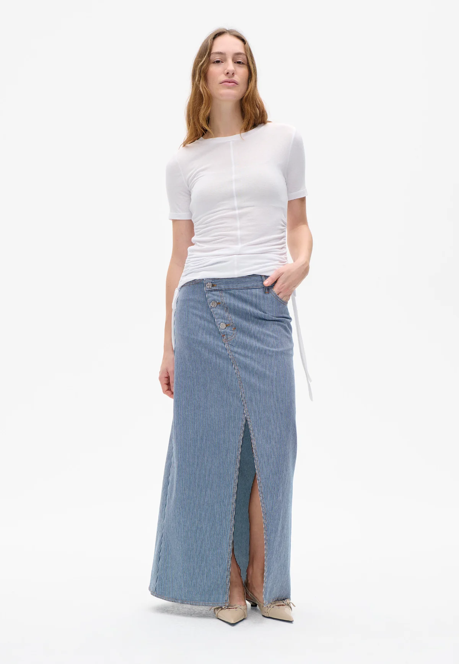 Sigge Maxi Jeans Rock | Milk Boy Stripe