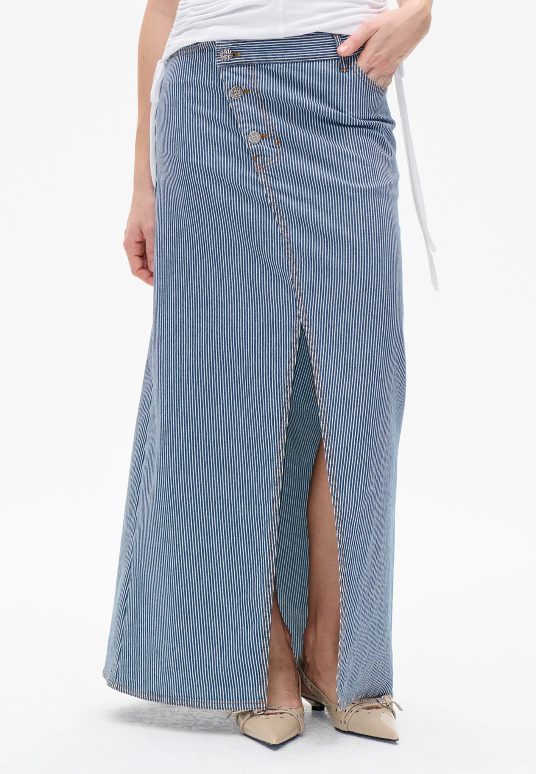 Sigge Maxi Jeans Rock | Milk Boy Stripe