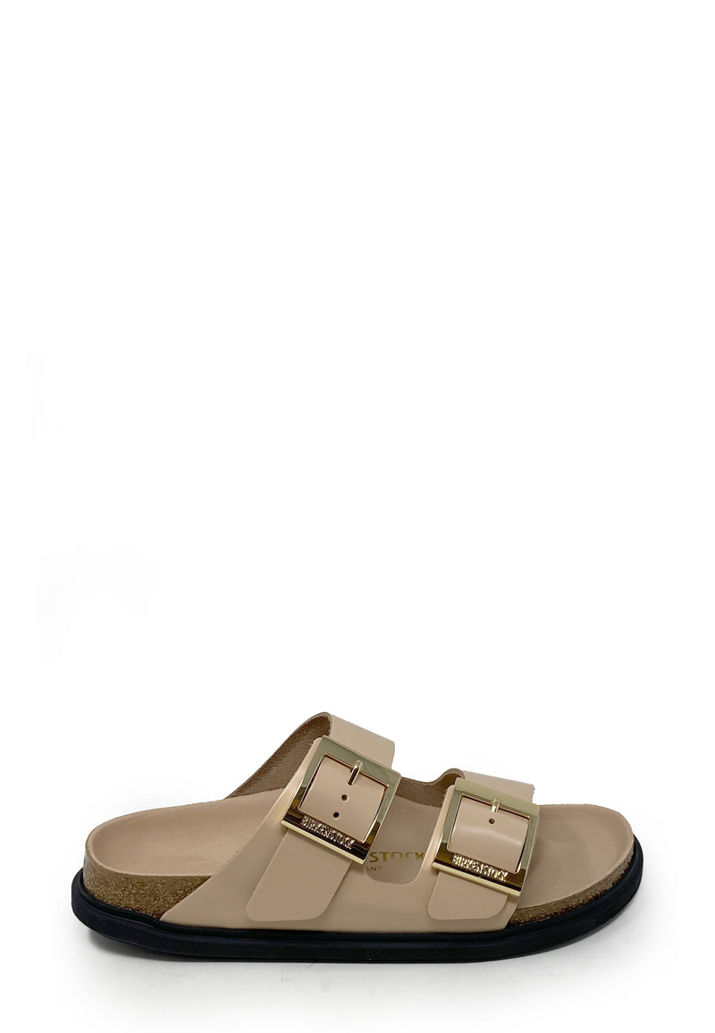Arizona Droplet Buckle Pantolette | New Beige High Shine