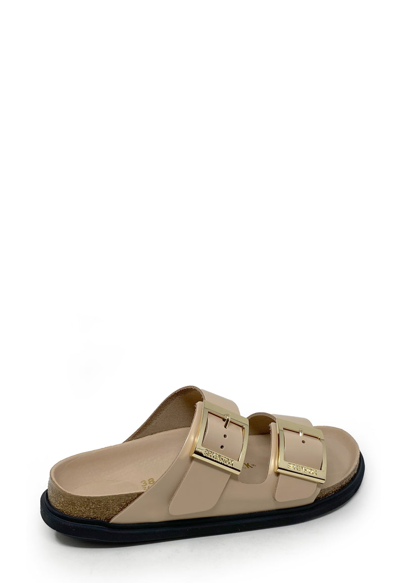 Arizona Droplet Buckle Pantolette | New Beige High Shine
