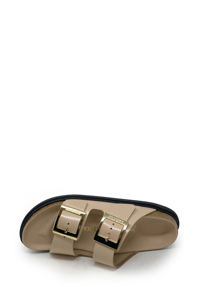 Arizona Droplet Buckle Pantolette | New Beige High Shine