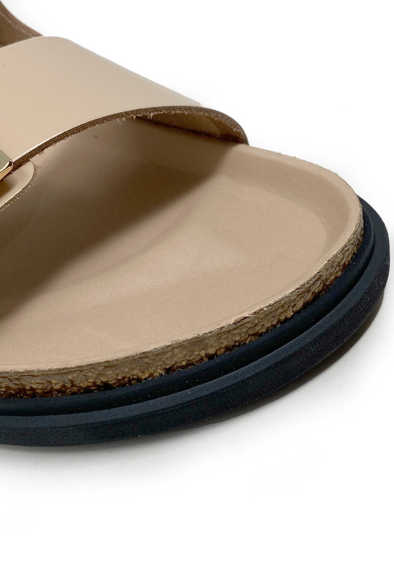 Arizona Droplet Buckle Pantolette | New Beige High Shine