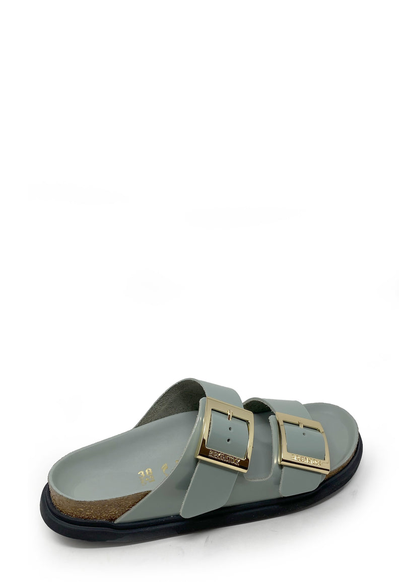 Arizona Droplet Buckle Pantolette | Pure Sage High Shine