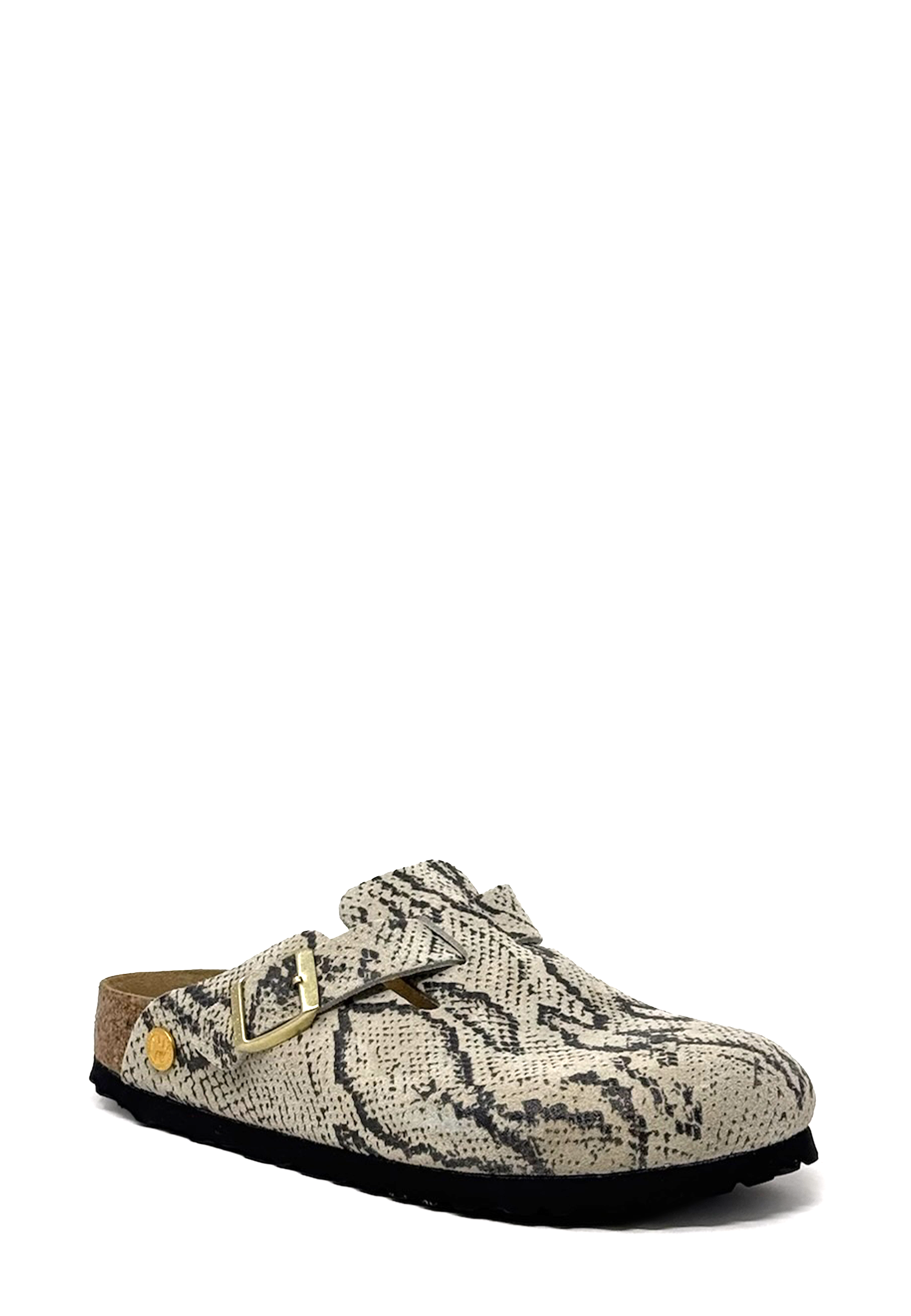 Boston Clog | Rivet Logo Snake Oyster Suede