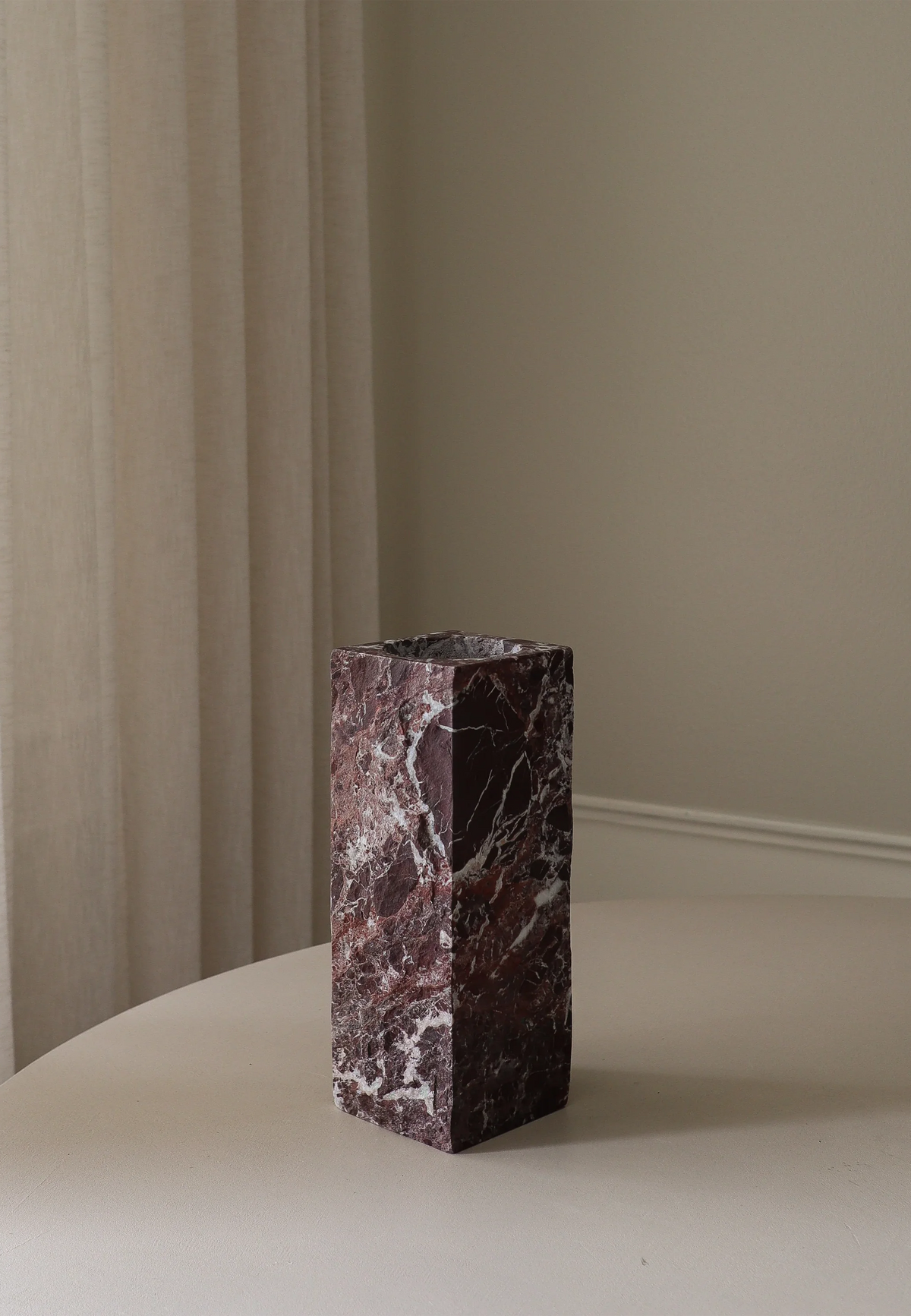 Medium Rosso Levanto Marble Edge Vase