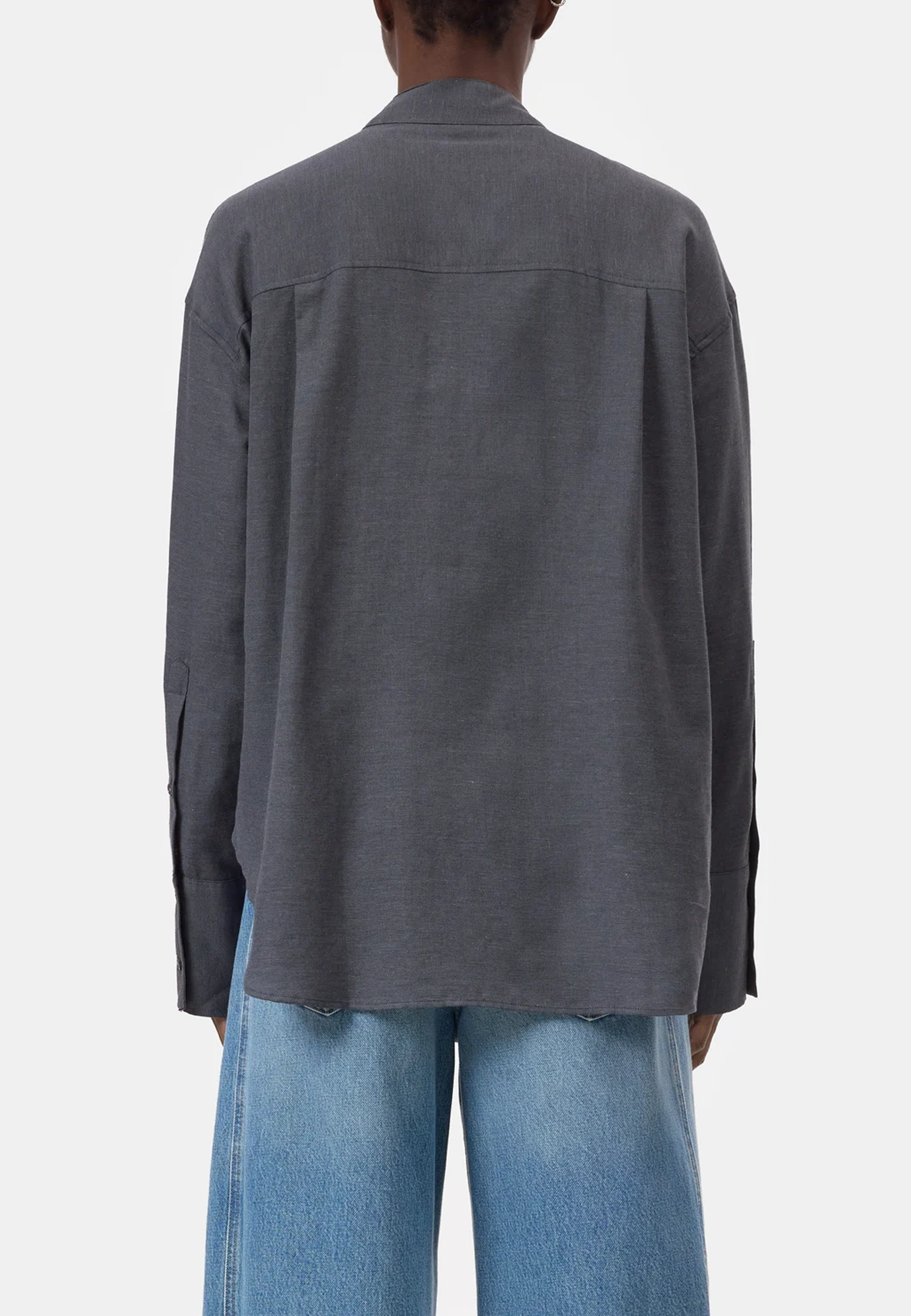 C94572 Bow Tie Bluse | Dark Grey Melange