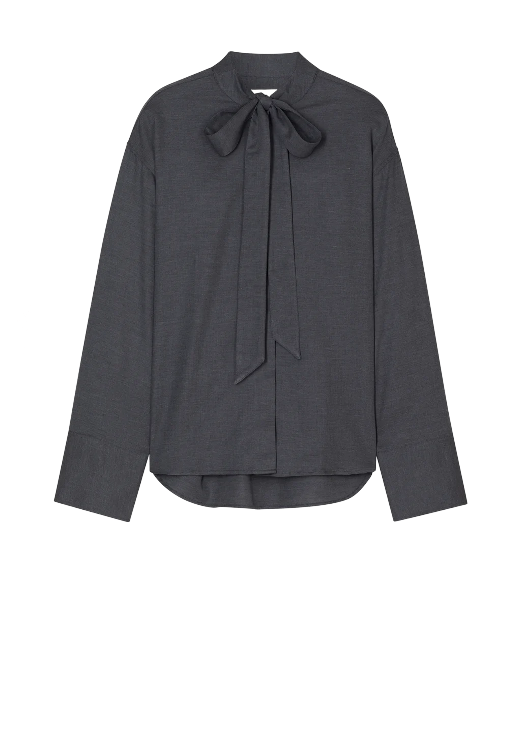 C94572 Bow Tie Bluse | Dark Grey Melange