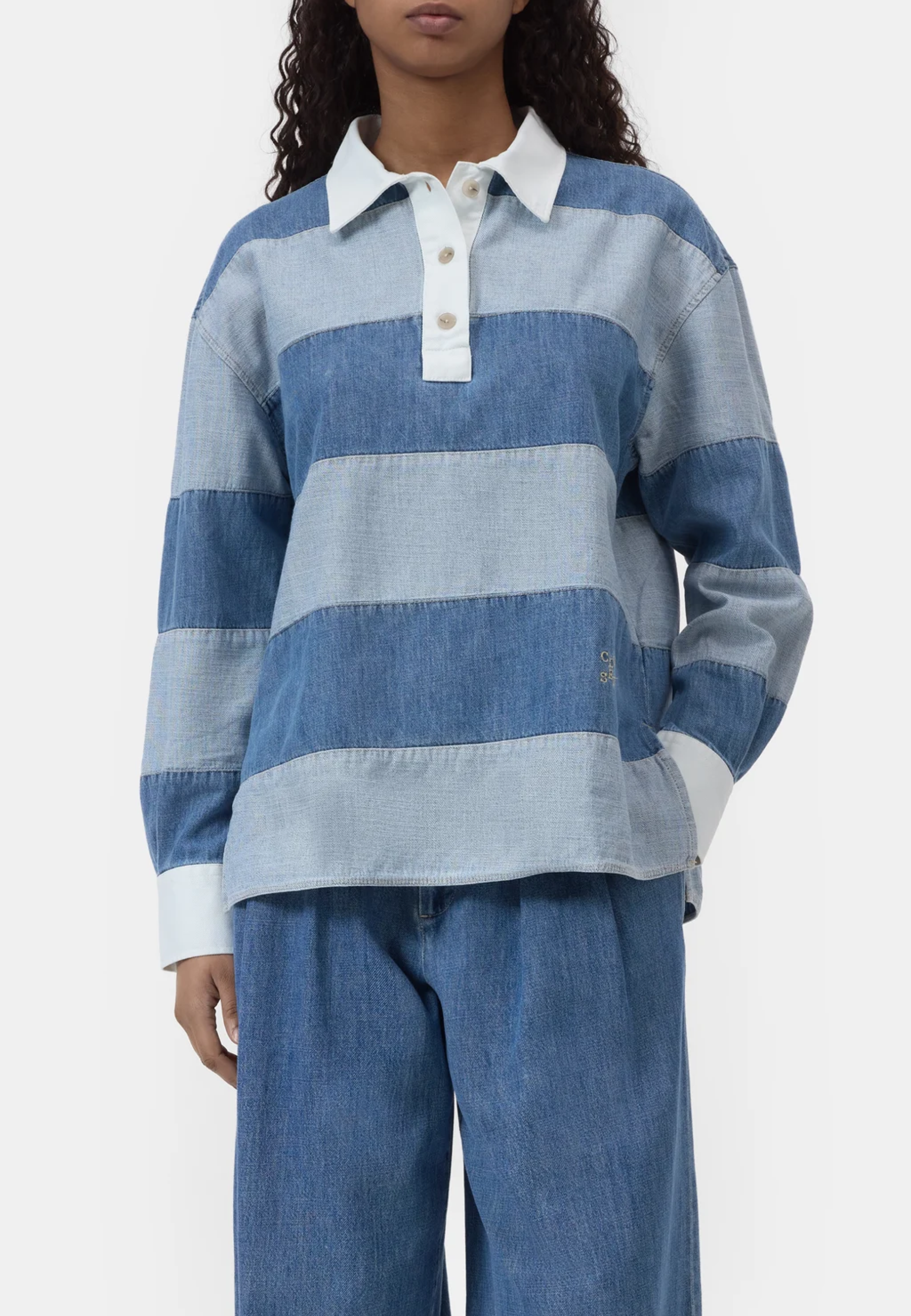 C94350 Striped Rugby Poloshirt | Light Blue