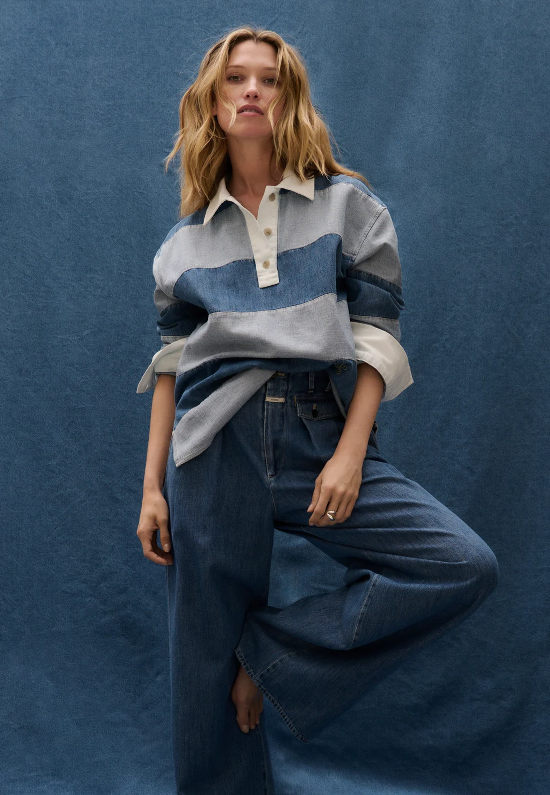 C94350 Striped Rugby Poloshirt | Light Blue