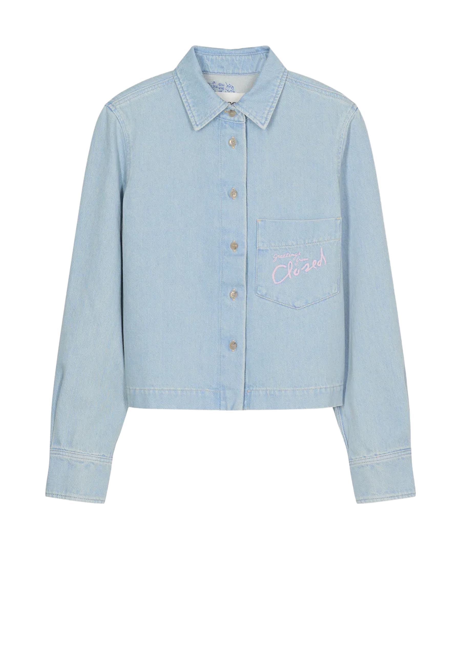 C94375 Beskåret klassisk bluse | Lyseblå