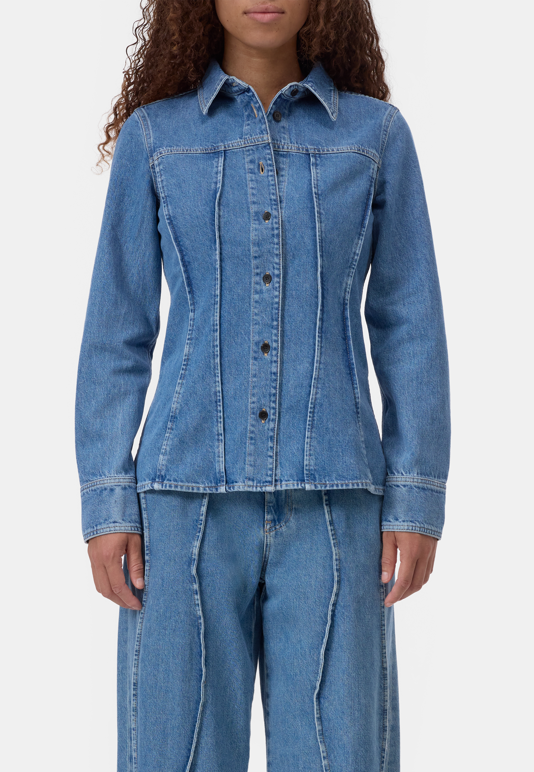 C94445 Seaming Bluse | Mid Blue
