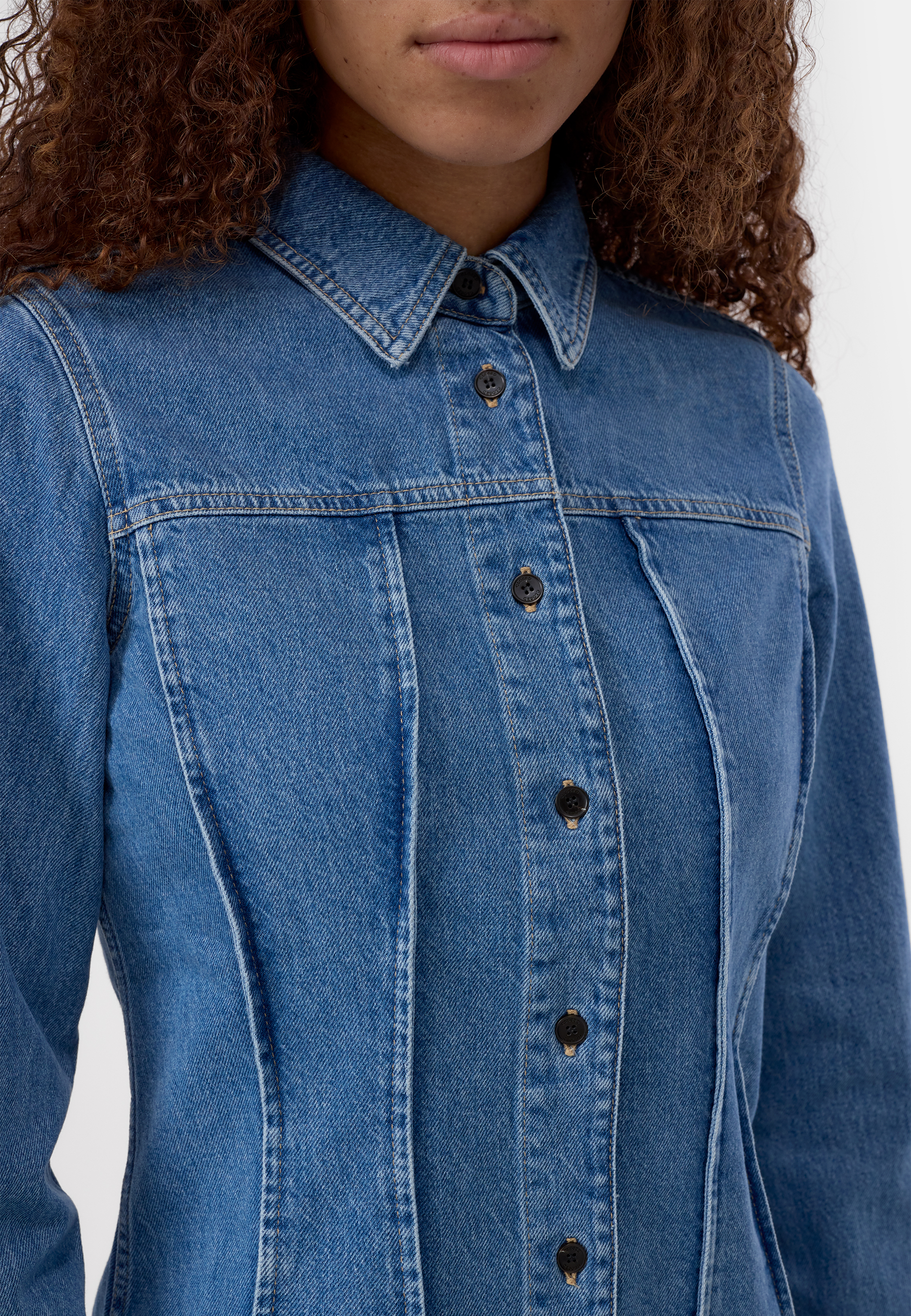 C94445 Seaming Bluse | Mid Blue