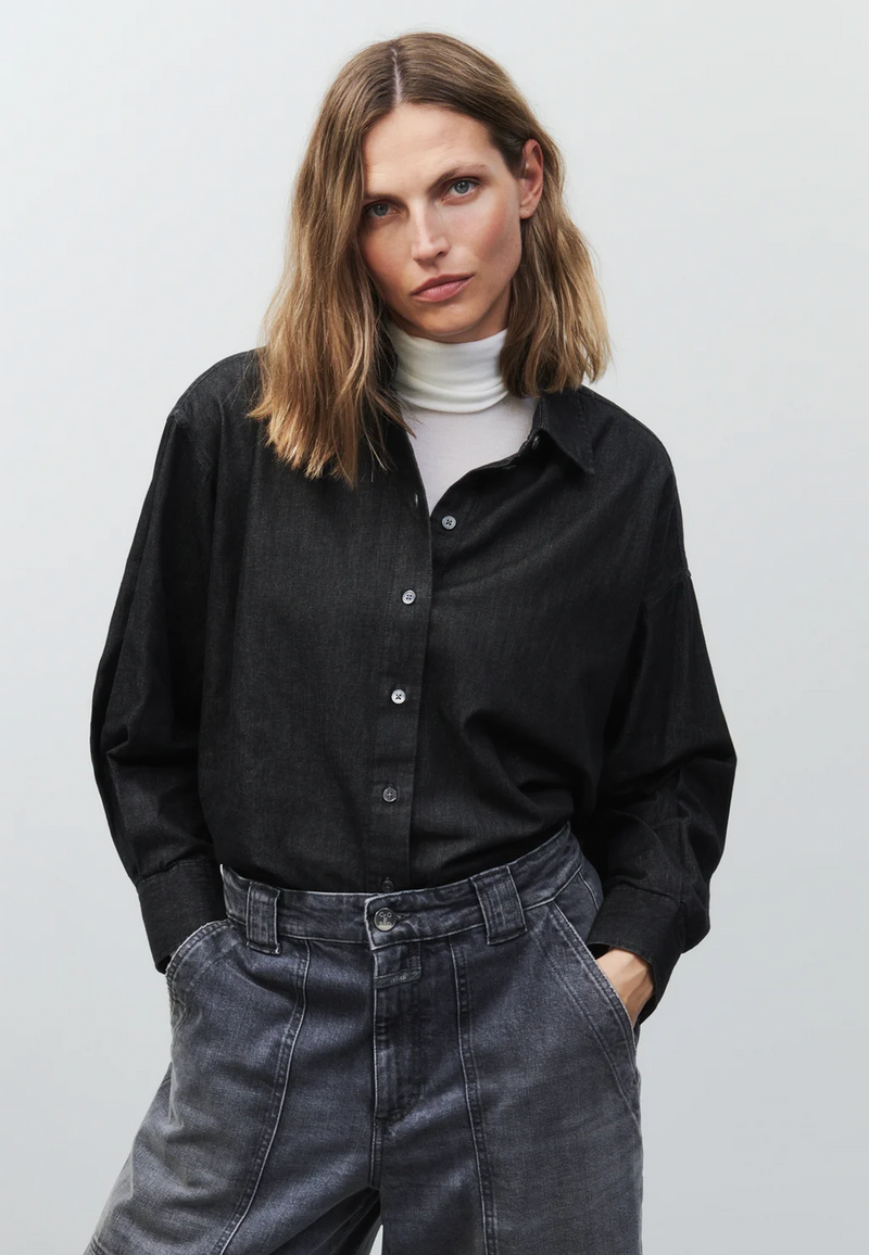 C94619 Denim Bluse | Mid Grey Melange