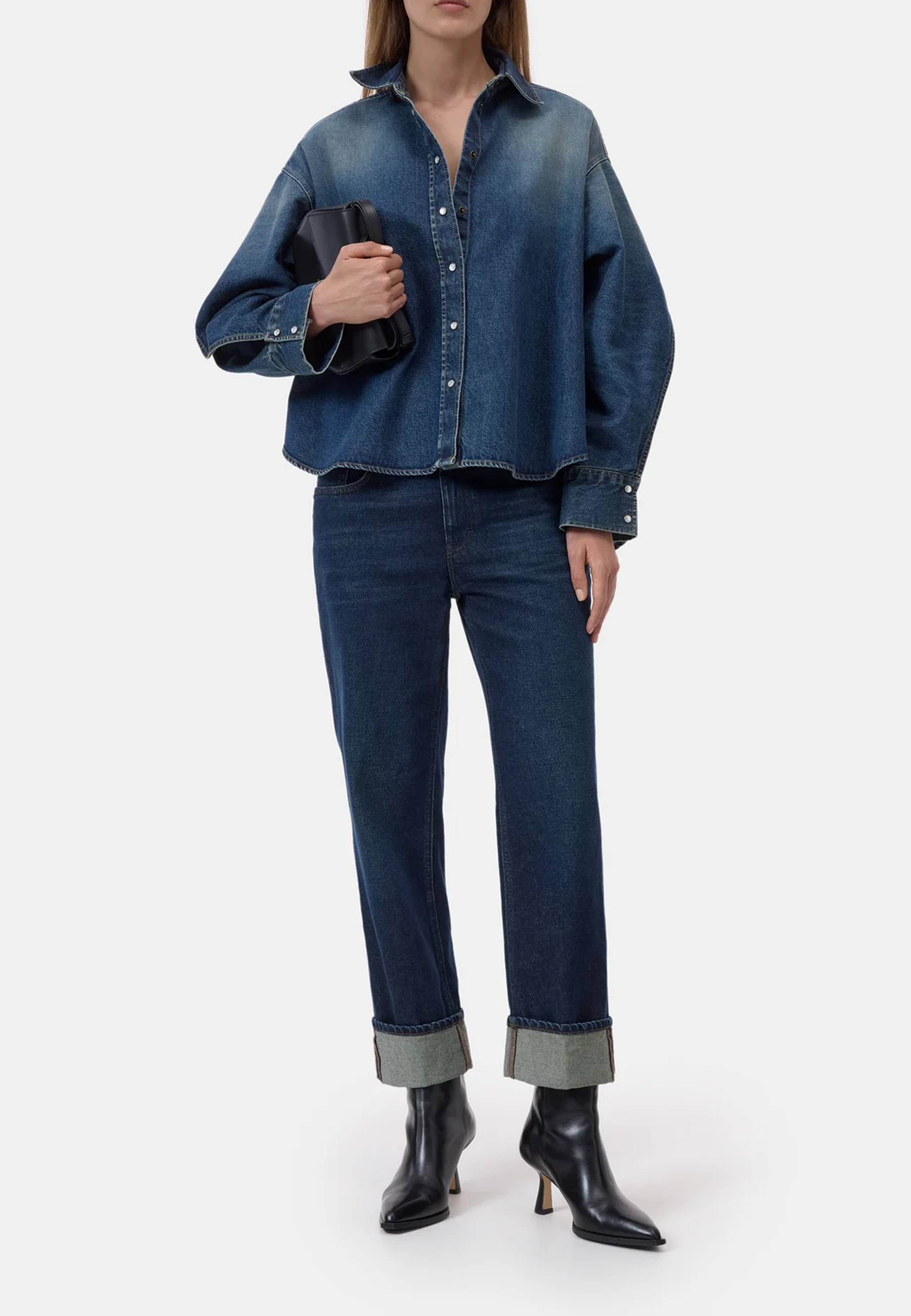 C94900 Overlay Detail Bluse | Dark Blue