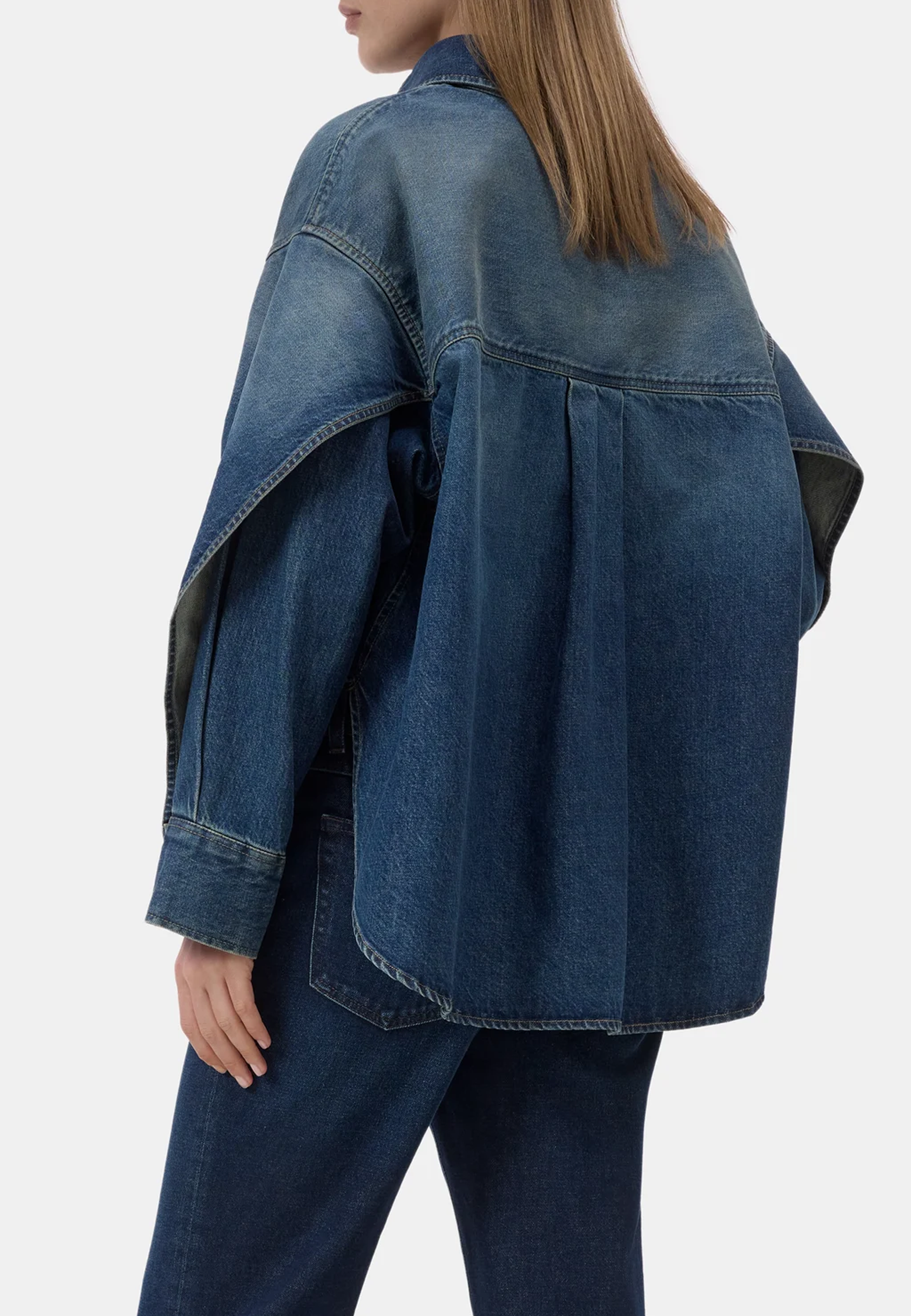 C94900 Overlay Detail Bluse | Dark Blue
