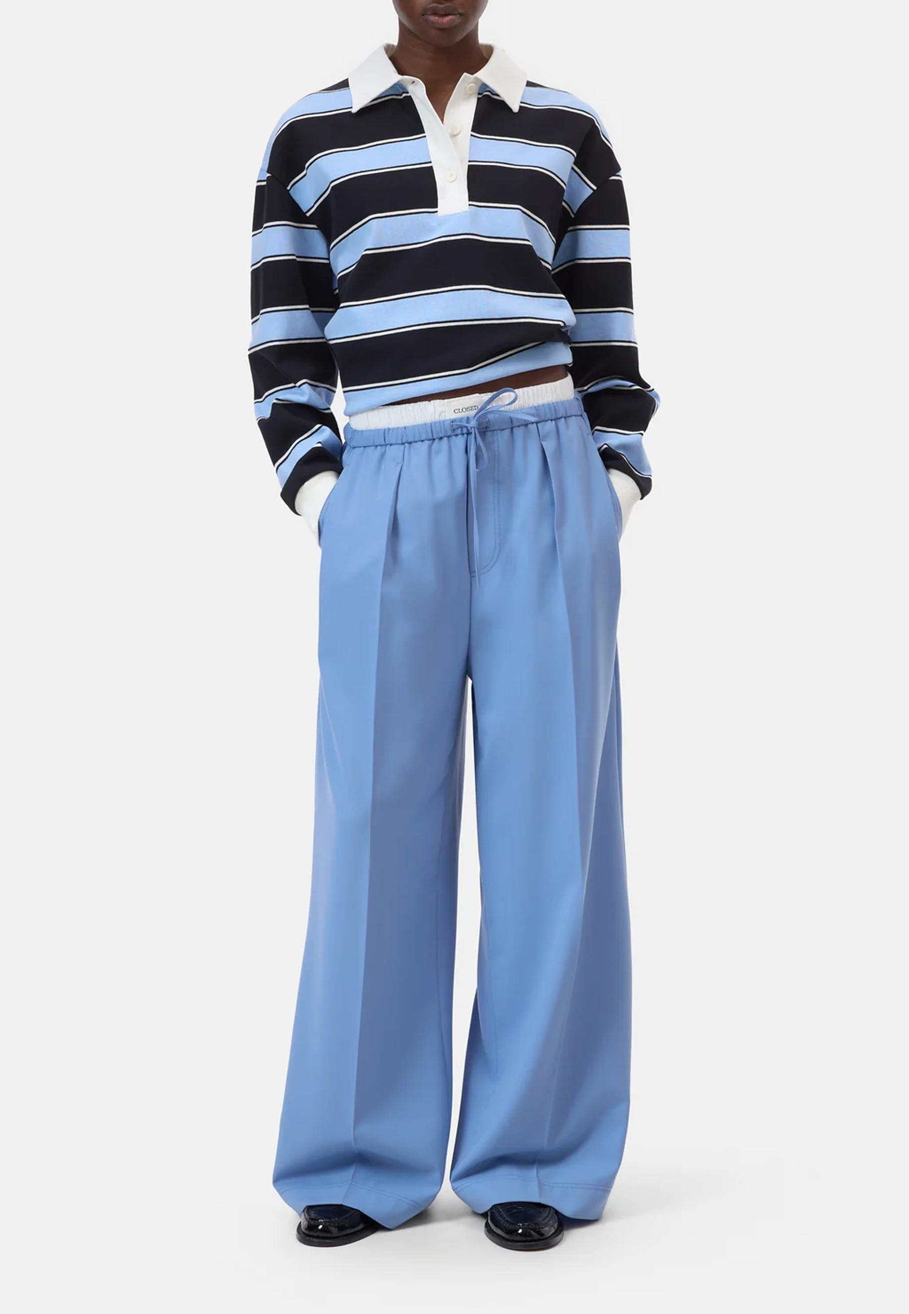 C95178 Striped Rugby Polo Shirt | Sky Blue