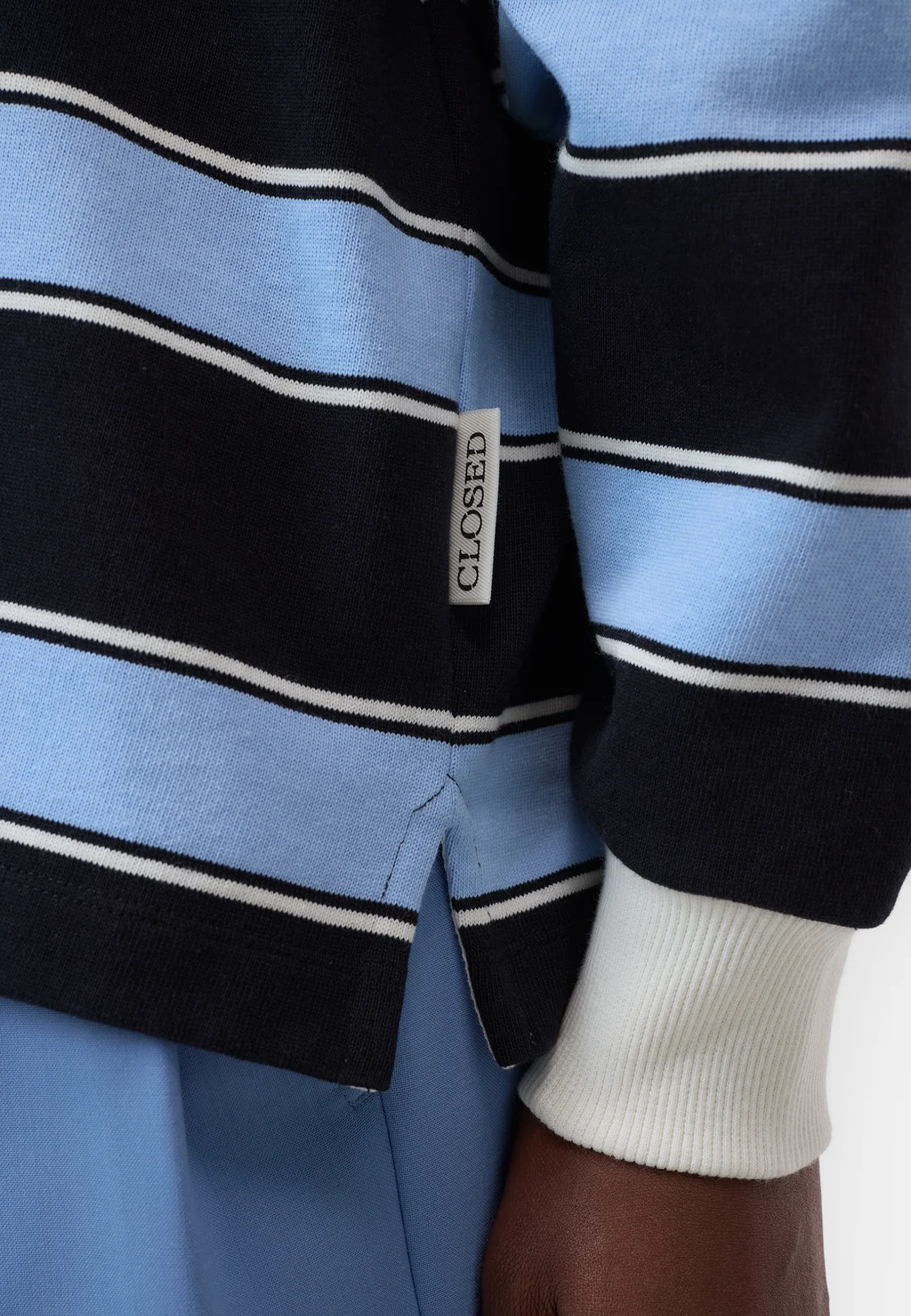 C95178 Striped Rugby Polo Shirt | Sky Blue