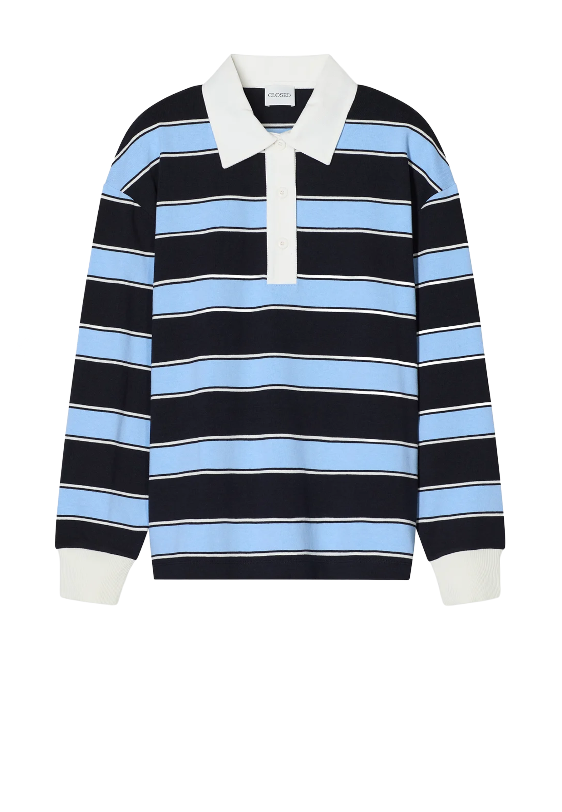 C95178 Stribet Rugby Poloshirt | Himmelblå