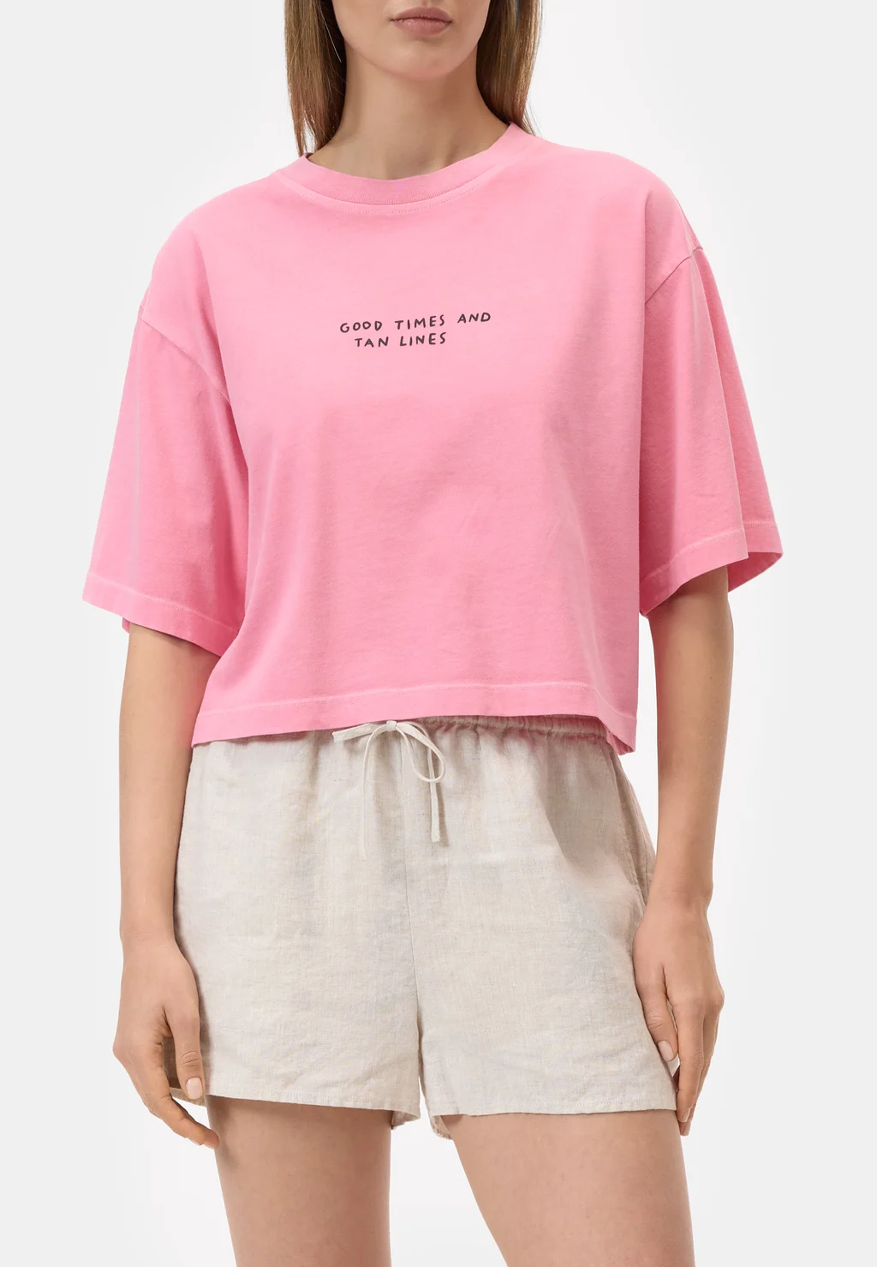 C95303Cropped Boxy T-shirt | Pæonrosa