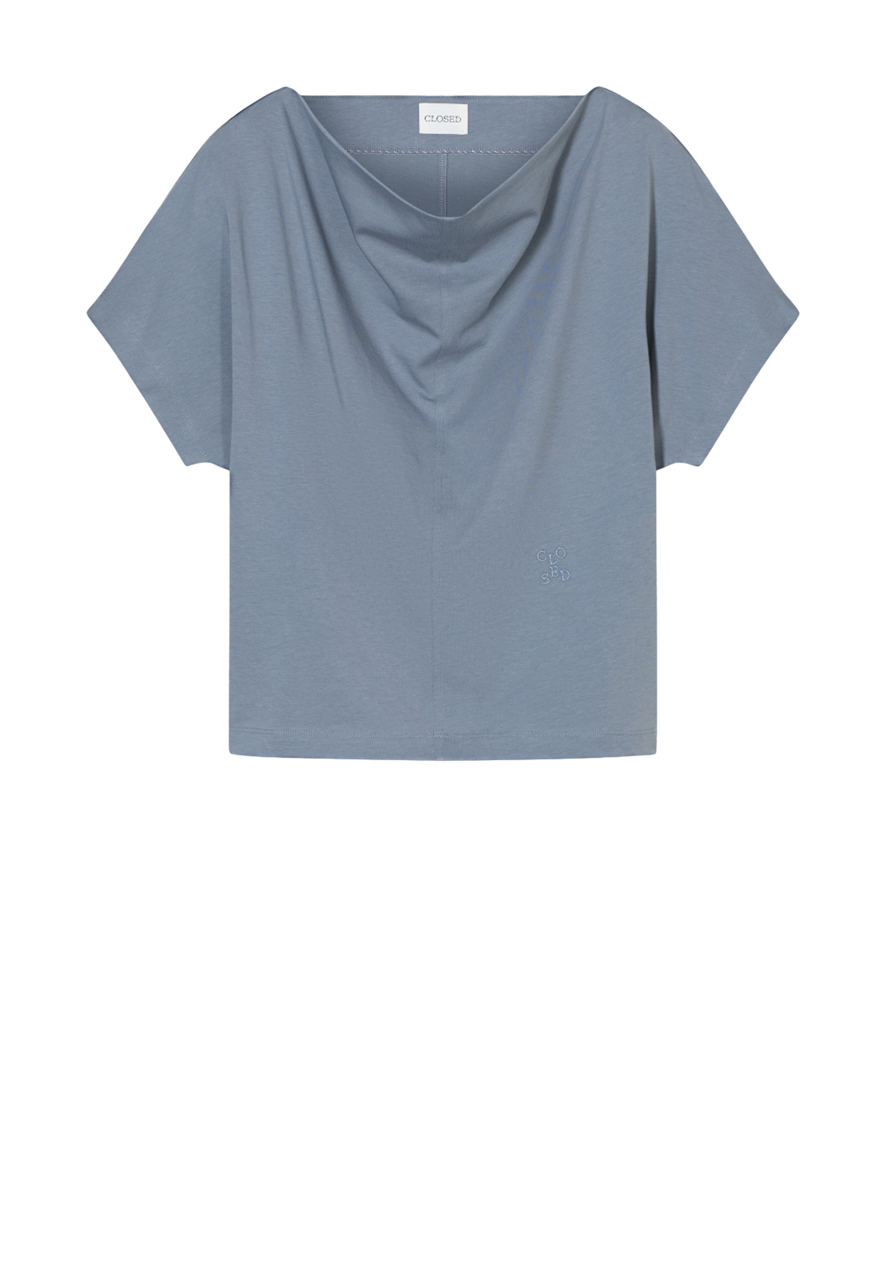 C95409 T-shirt med draperet hals | Strato Grey