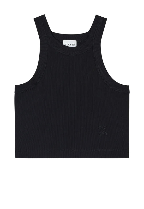 C95568 Cropped Racer Tank Top | Black