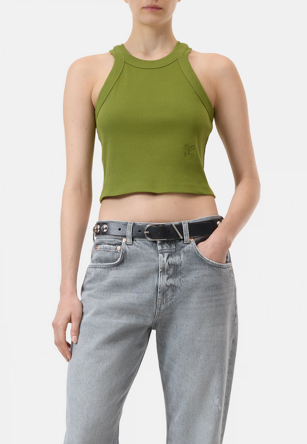 C95568 Cropped Racer Tank Top | Pistacchio Green