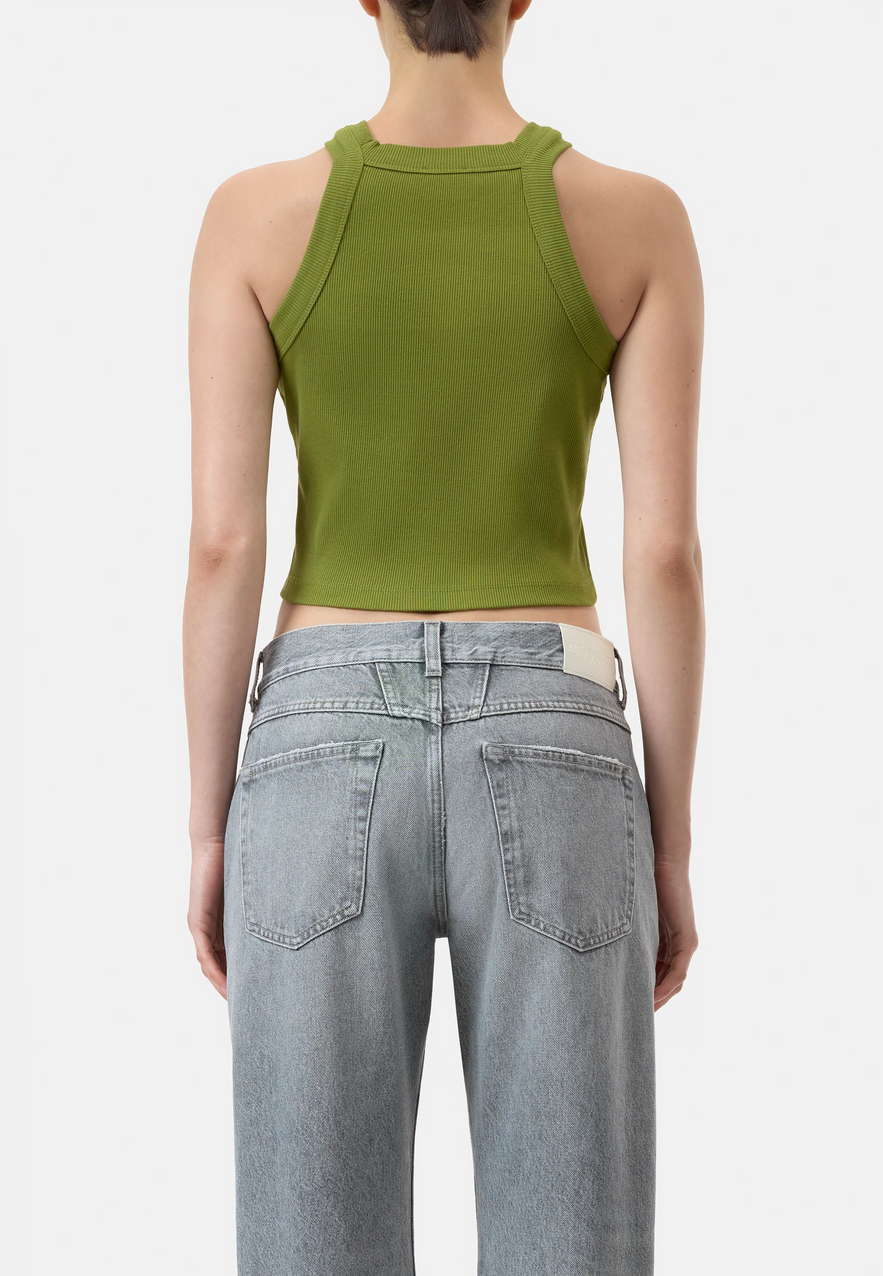 C95568 Cropped Racer Tank Top | Pistacchio Green