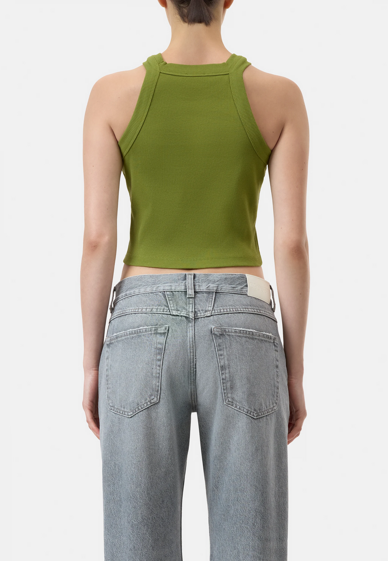 C95568 Cropped Racer Tank Top | Pistacchio Green
