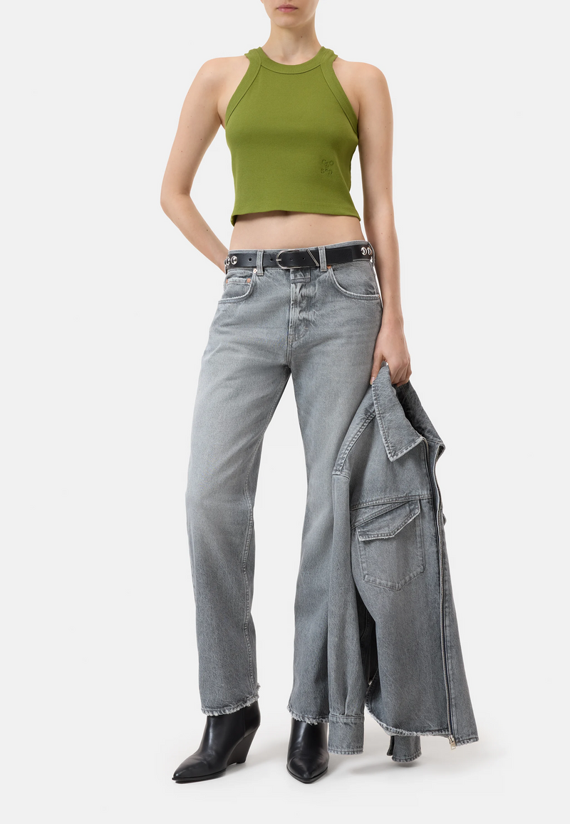 C95568 Cropped Racer Tank Top | Pistacchio Green