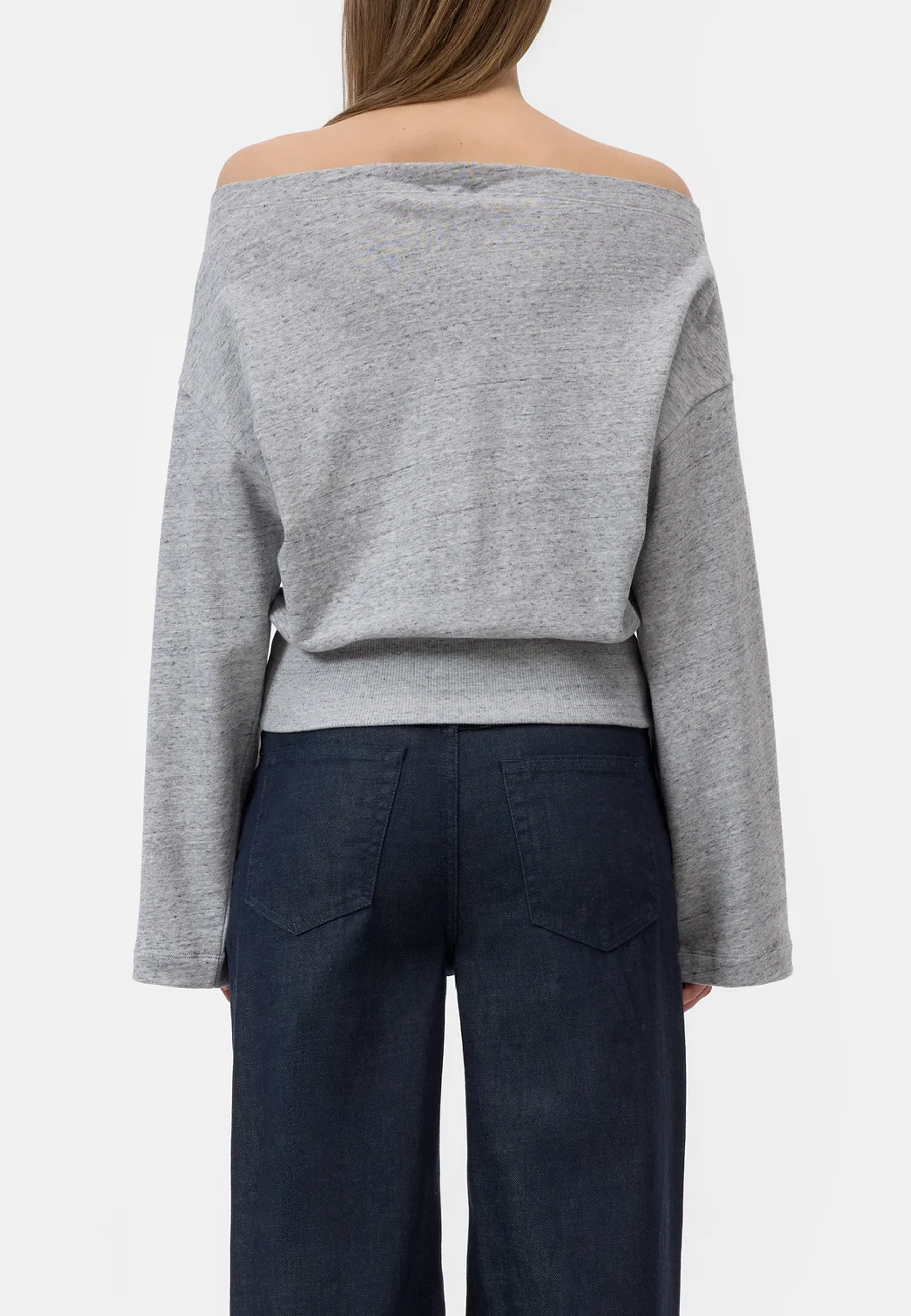 C95745 Off-Shoulder Sweatshirt | Light Grey Melange