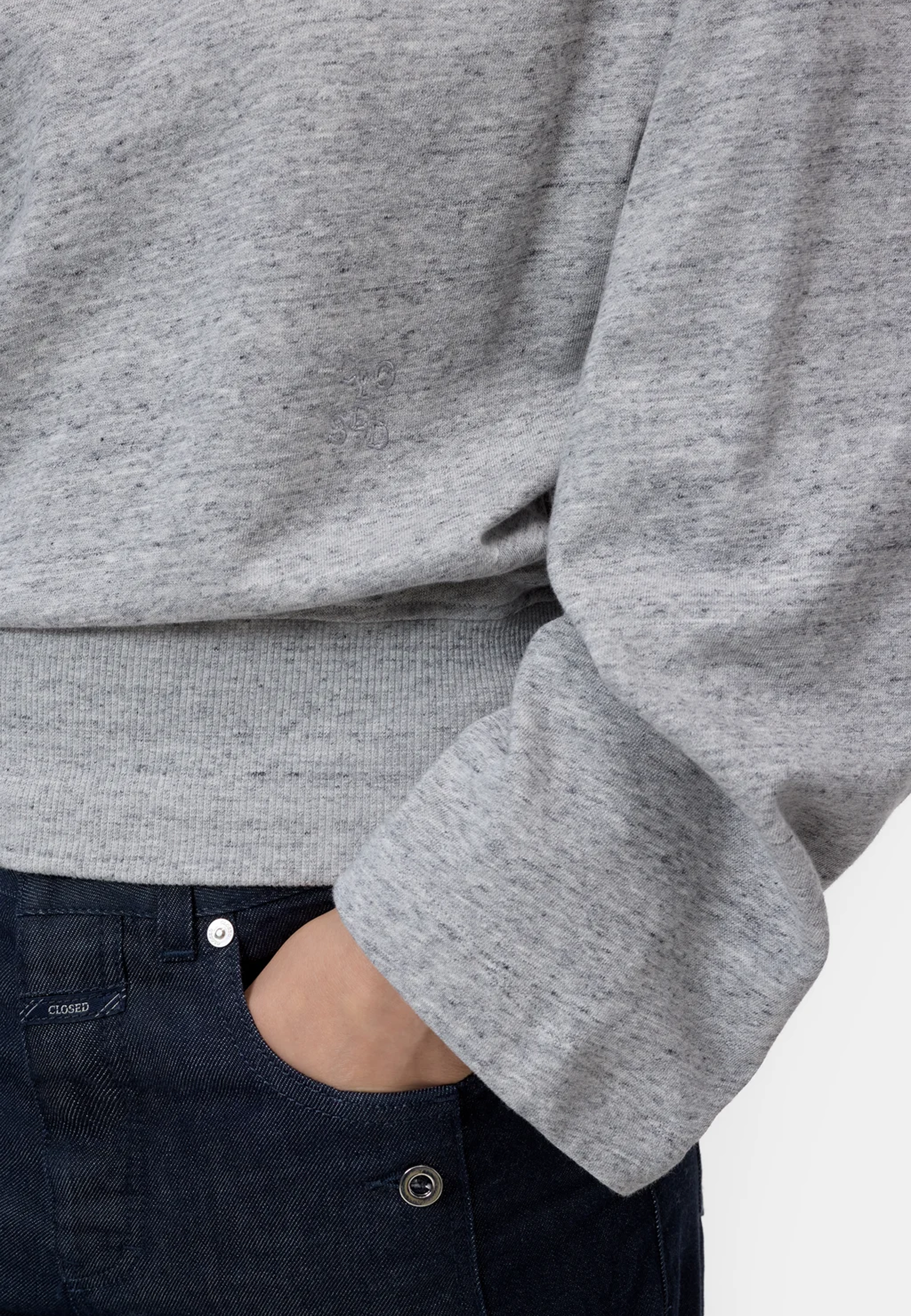 C95745 Off-Shoulder Sweatshirt | Light Grey Melange