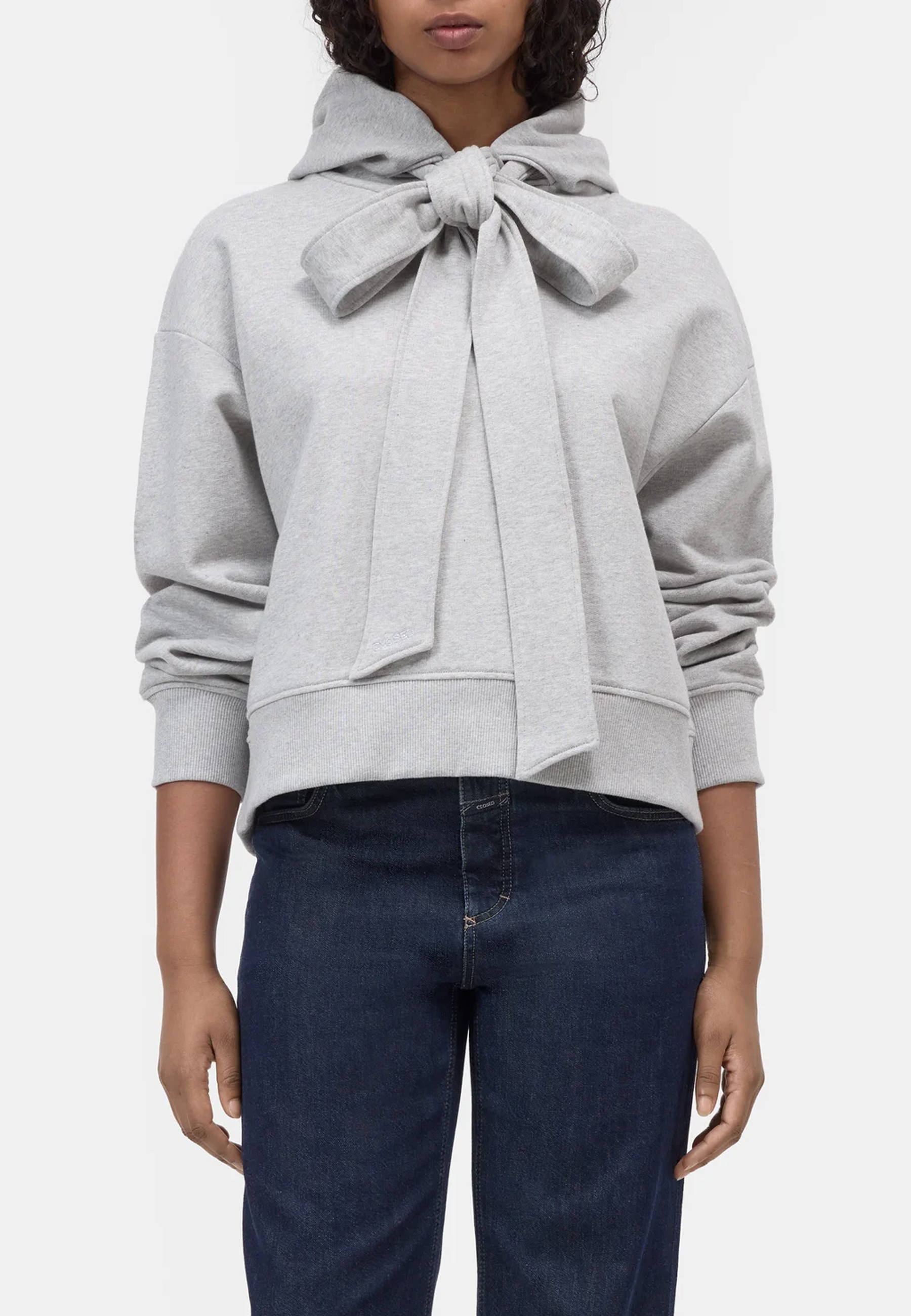 C95752 Bow Tie Hoodie | Light Grey Melange