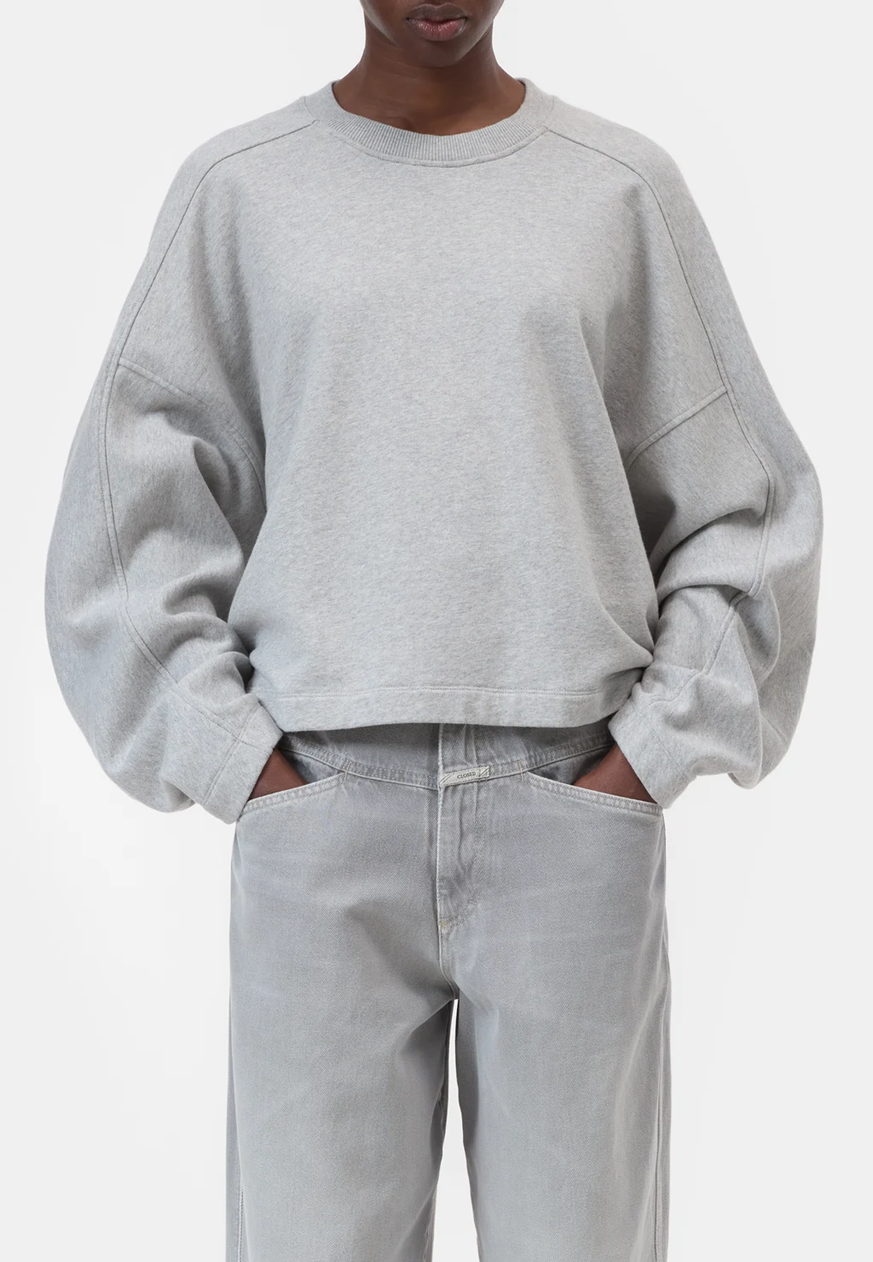 C95761 Rynket Sweatshirt | Lysegrå Melange