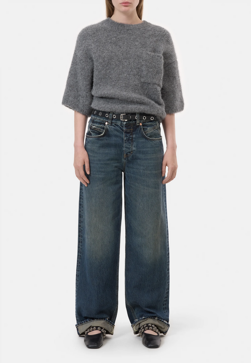 C96441 Kurzarm Pullover | Dark Grey Melange
