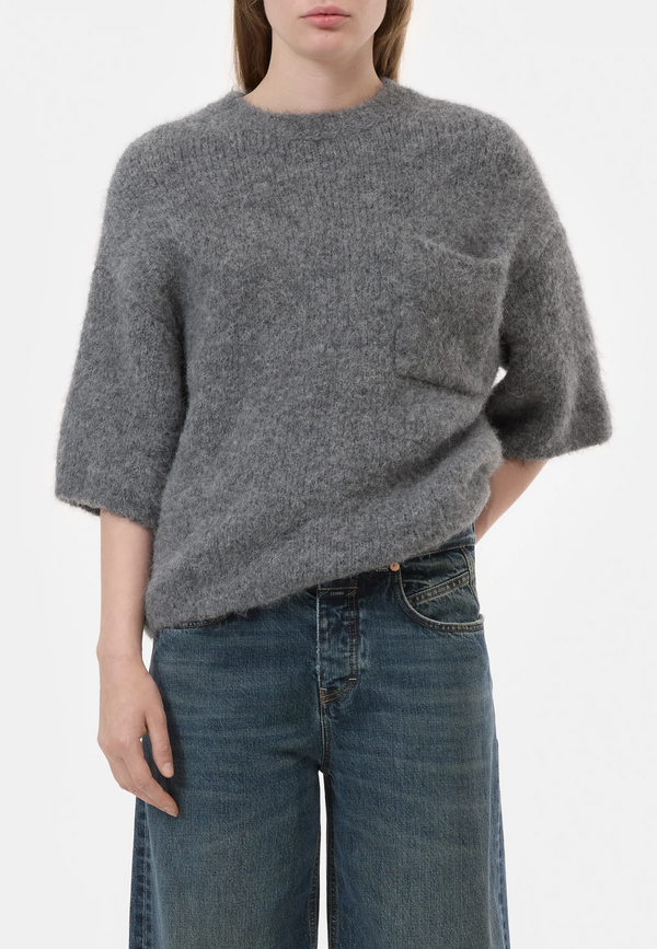 C96441 Kurzarm Pullover | Dark Grey Melange