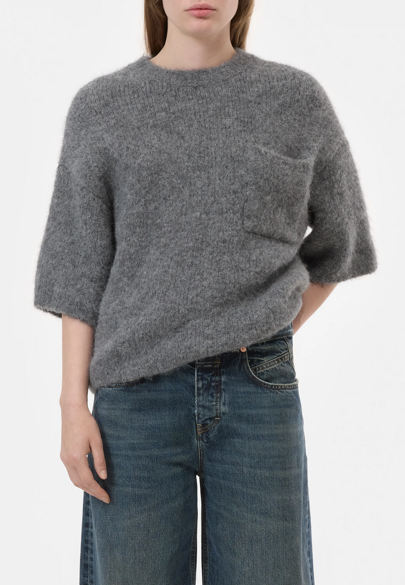 C96441 Kurzarm Pullover | Dark Grey Melange