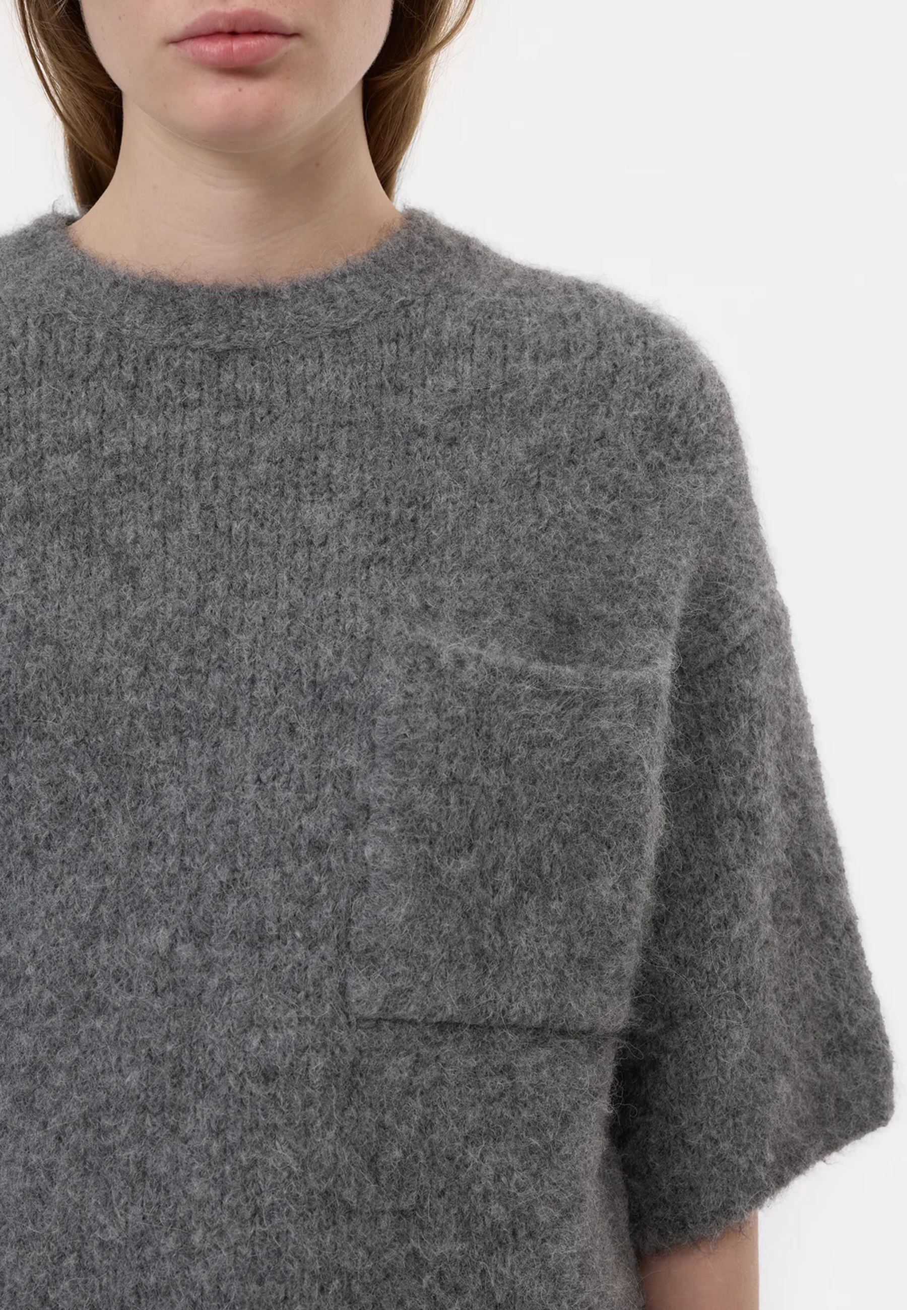 C96441 Kortærmet sweater | Mørkegrå melange