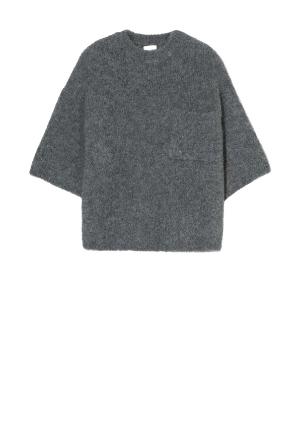 C96441 Kurzarm Pullover | Dark Grey Melange