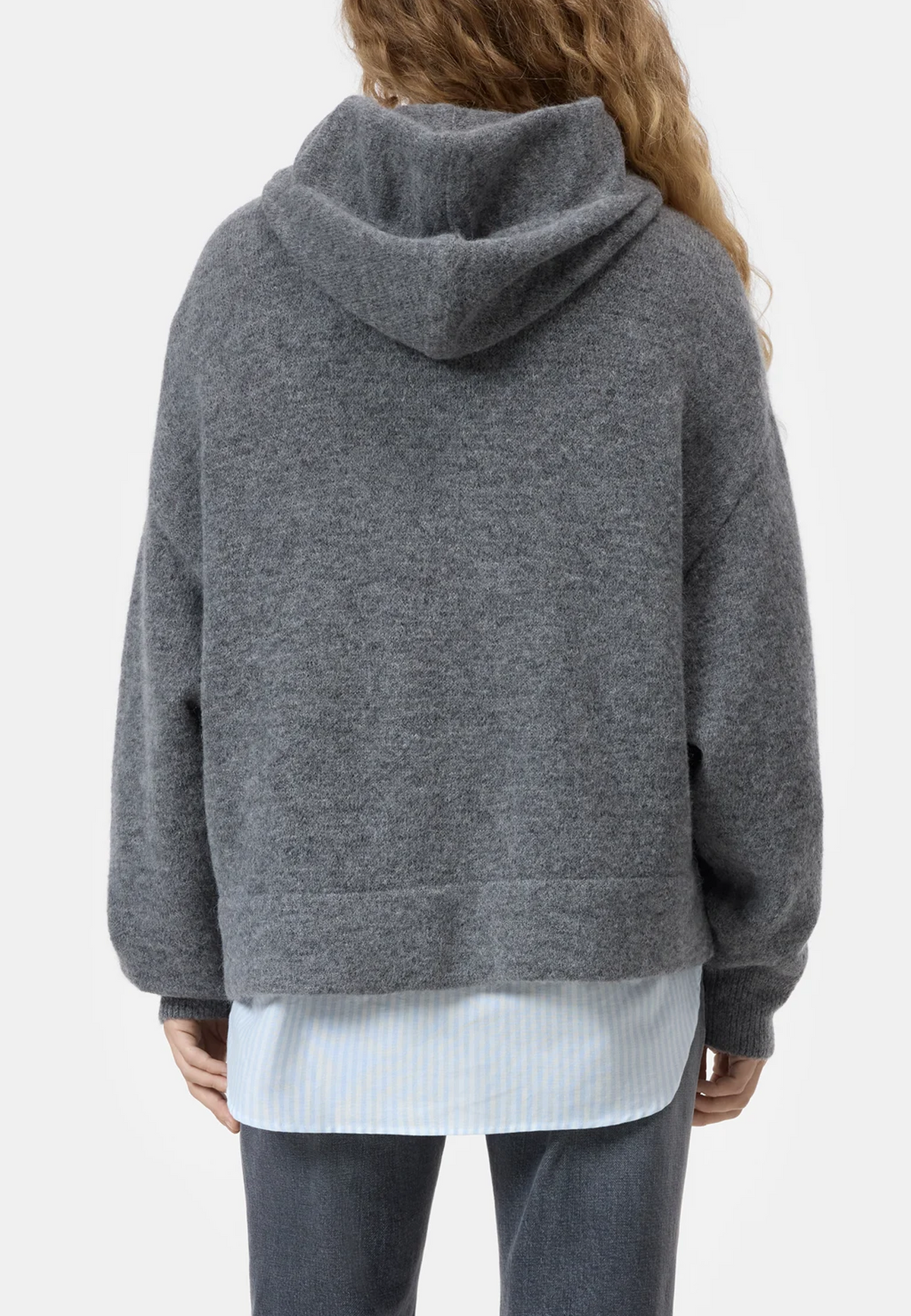 C96922 Bow Tie Hoodie Pullover | Dark Grey Melange